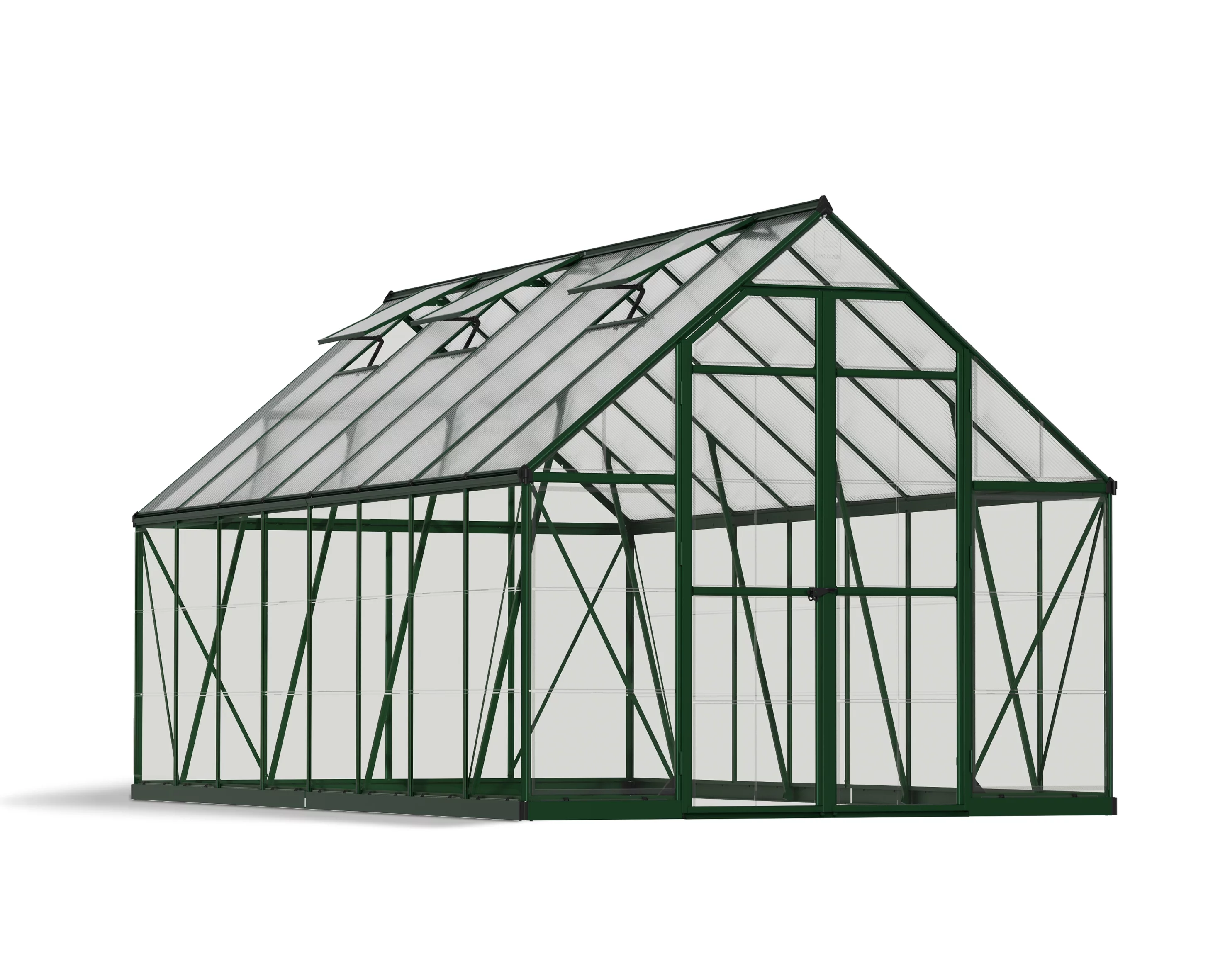 Palram - Canopia Balance 8' x 16' Polycarbonate/Aluminum Walk-In Greenhouse - Green - with 3 Roof Vents