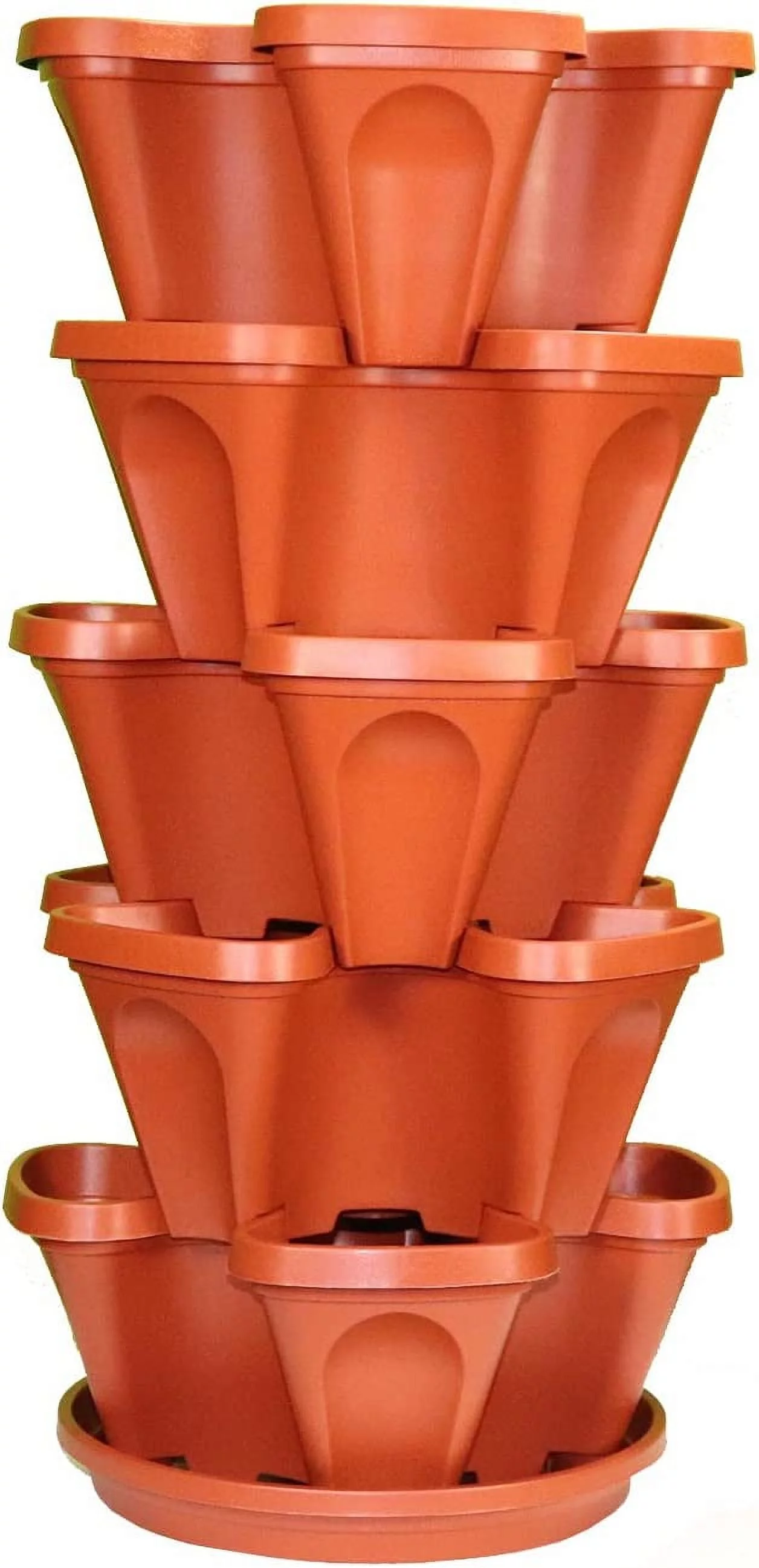 5-Tier (2-Pack) 13x13x6 Strawberry Stackable Planter, 5 Pots (10 Total planters)