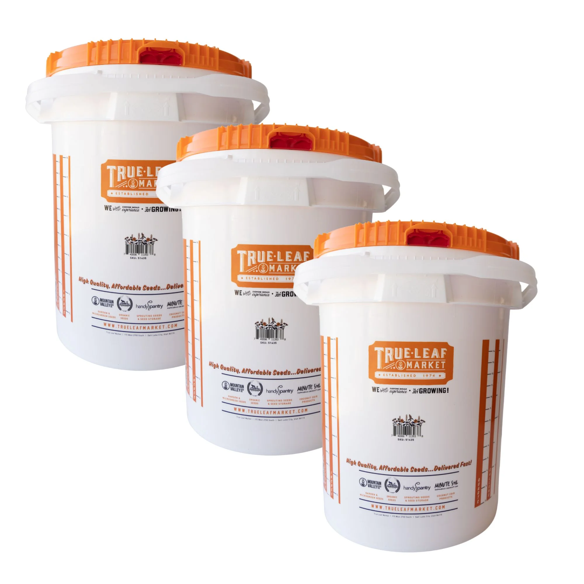 5 Gallon Bucket with Easy On/Off Ratchting Lid - 3 Buckets - HDPE, Food Grade, BPA Free - Gardening & Composting Info - All Purpose Pail