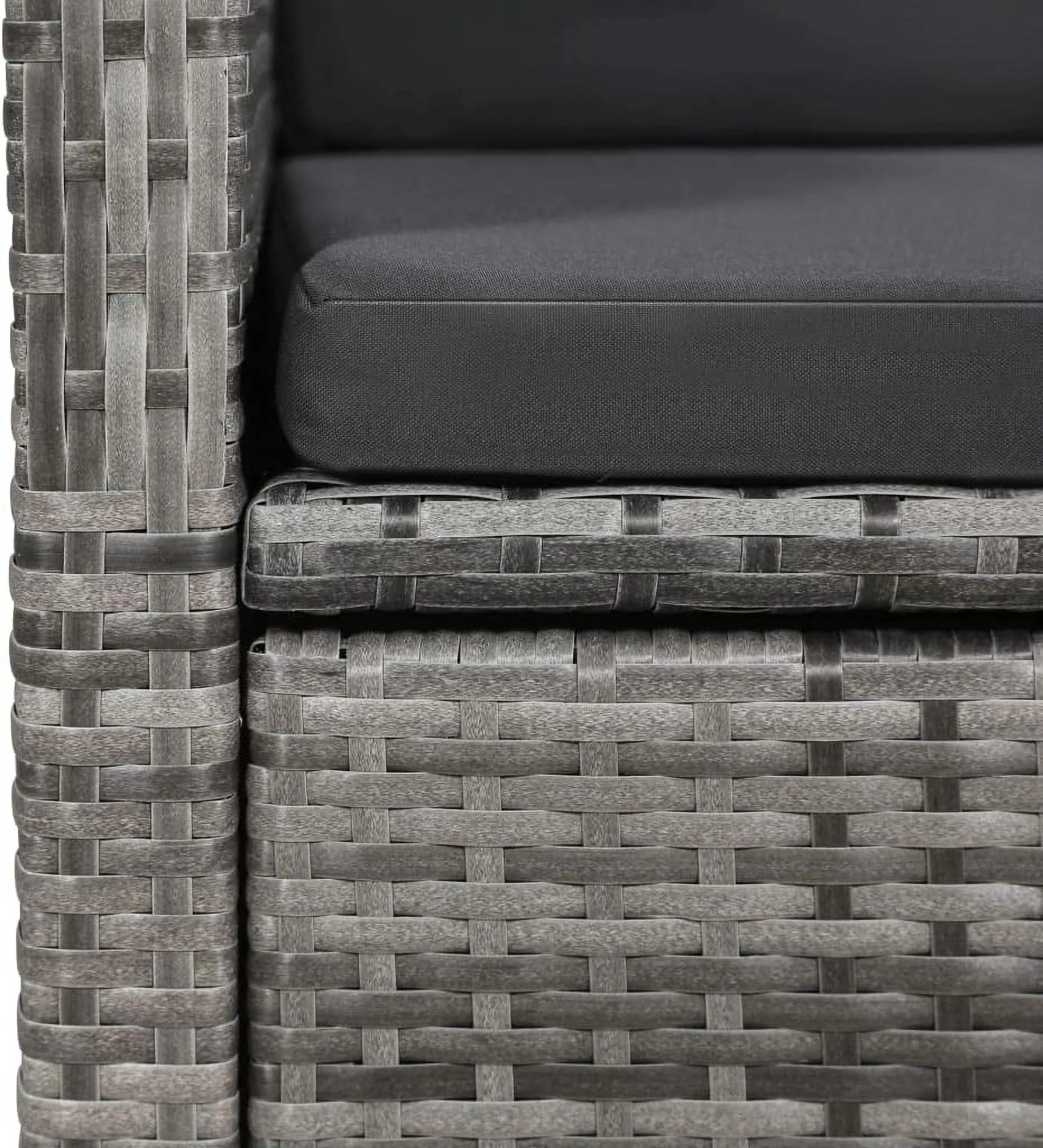 5 Piece Patio Dining Set Gray  with 1 x Table 4 x Chair 4 x Seat Cushion 4 x Back Cushion