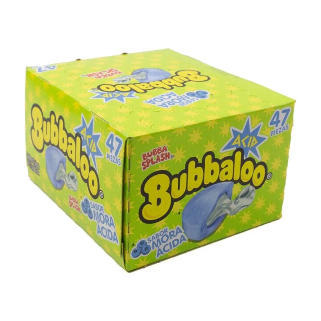 Bubbaloo's An All Time Mouthwatering-Favorite Chewing Bubblegum (Sour Blackberry- Mora Acida) (47 pcs)