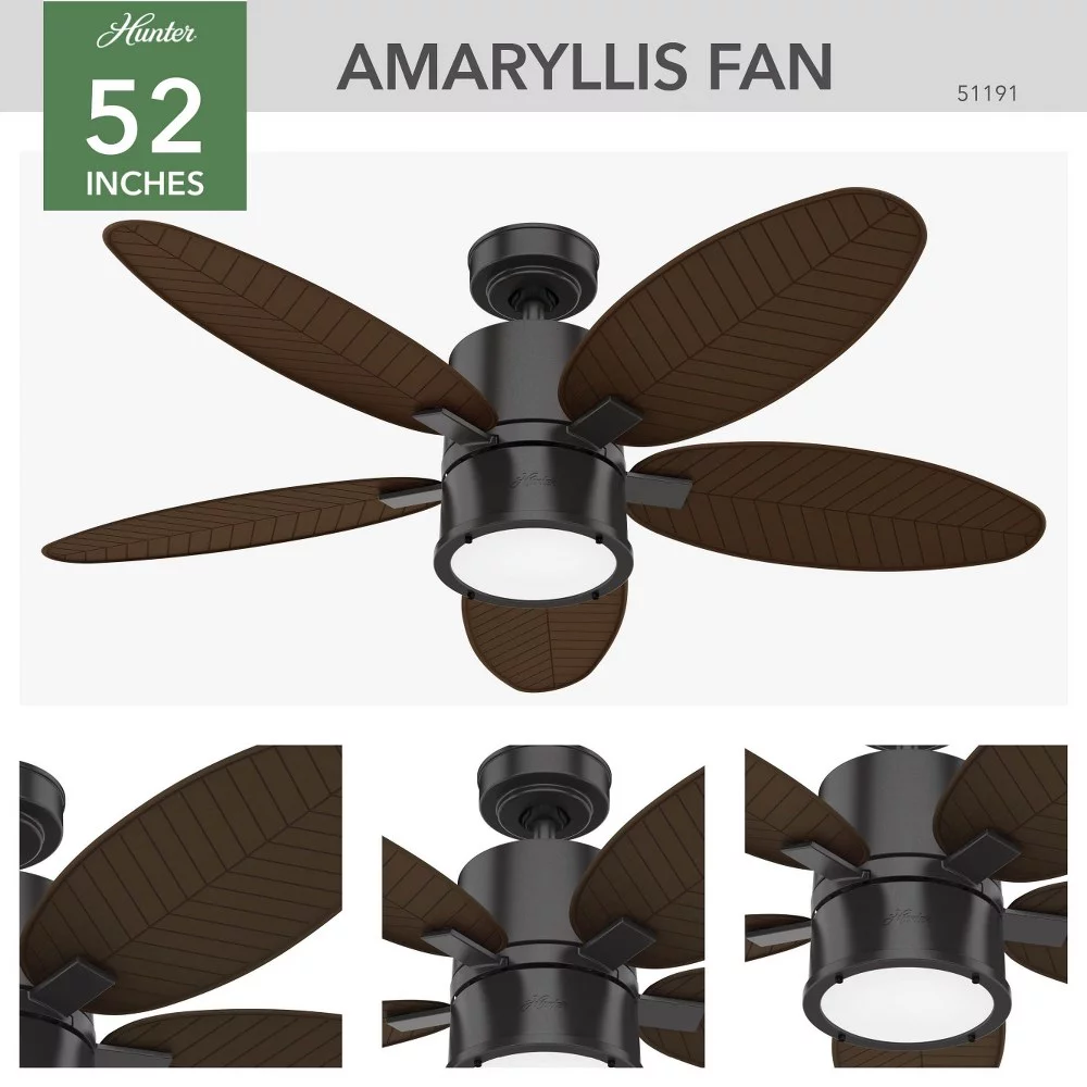 Hunter Fans - Amaryllis-5 Blade Ceiling Fan with Light Kit and Handheld Remote