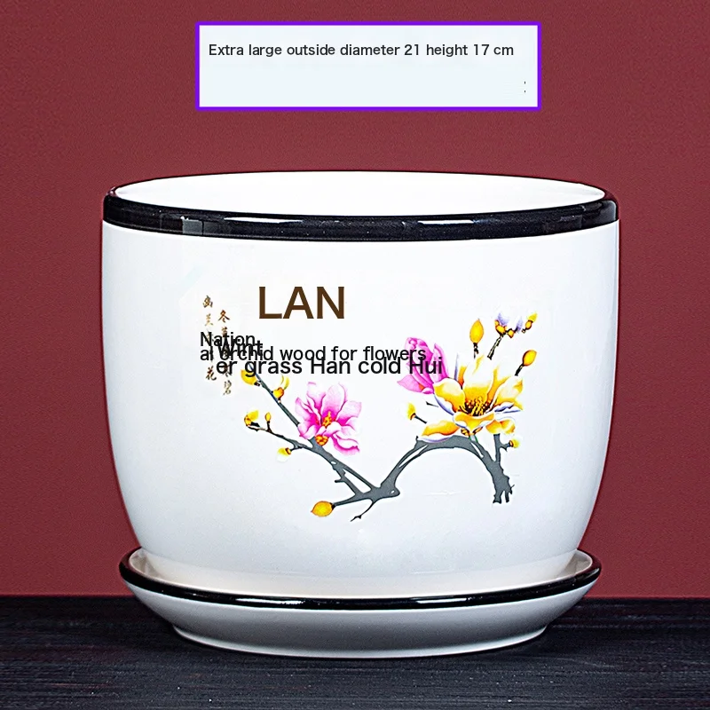 Flower Pot Ceramic Large Cartoons Green Dolo -Large Small Small Succession Plastic Flower Plant 303-Twinbird + Big Red Flower (2) Large Ceramic