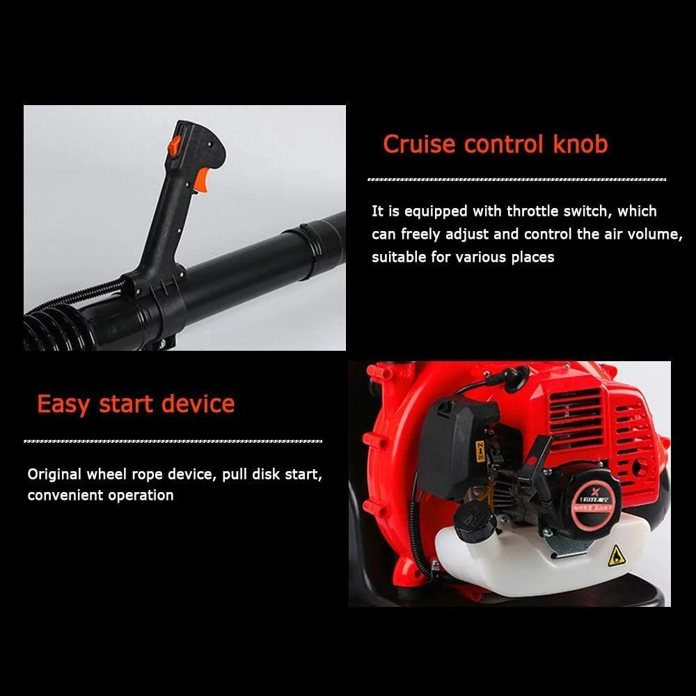 42.7cc 2 Stroke Commercial Gas Powered Grass Lawn Blower Backpack Leaf Blowing Machine