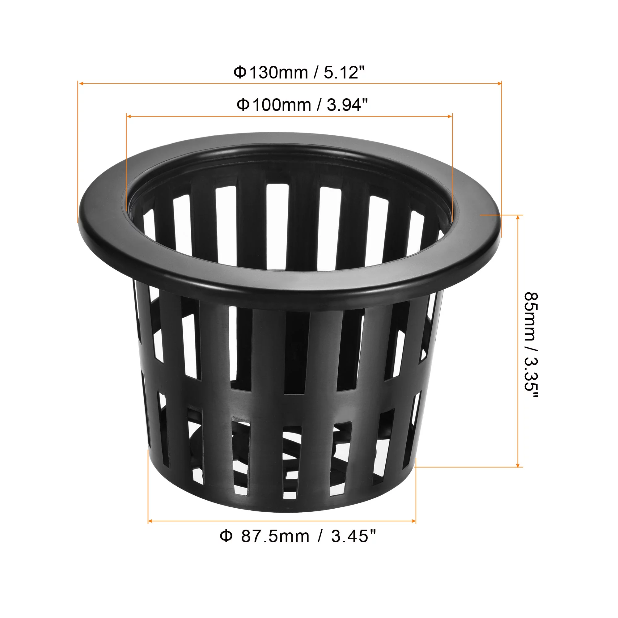 Uxcell Garden Slotted Mesh Cups Hydroponic Net Pots Plastic 5 Inch, Suitable for Planting, Black 10pcs