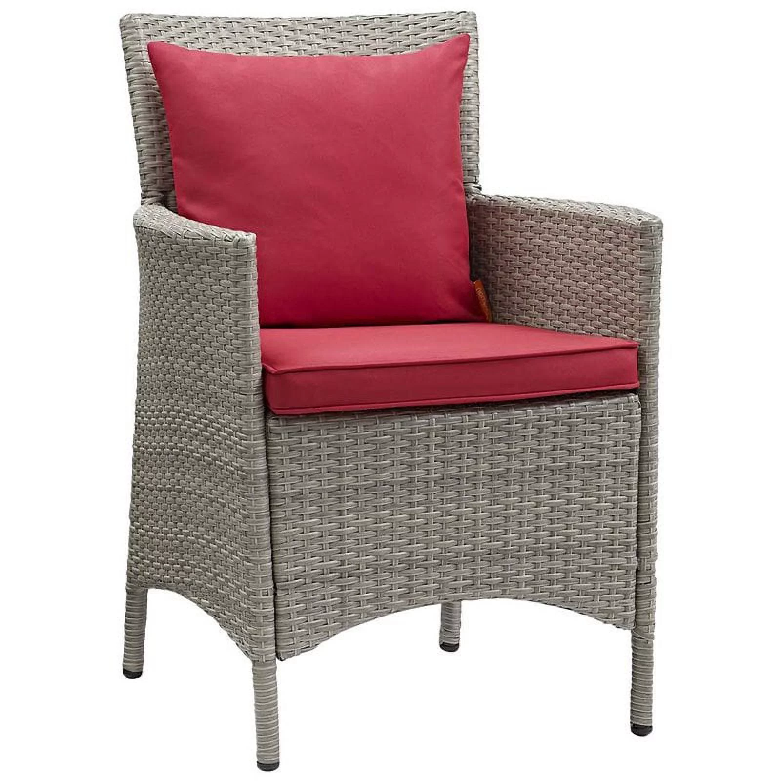 Pemberly Row  Patio Dining Arm Chair in Light Gray and Red