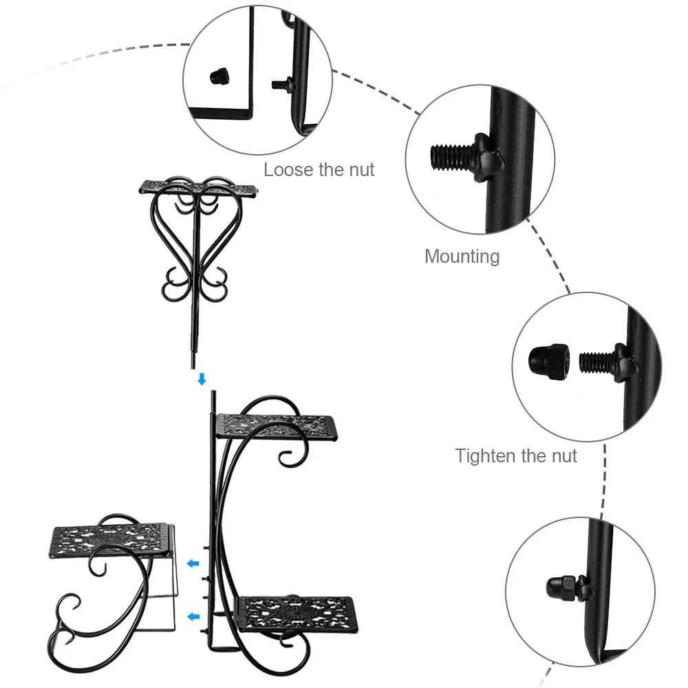SamyoHome Garden Display Holder 4-Tier Plant Stand Home & Garden, Black