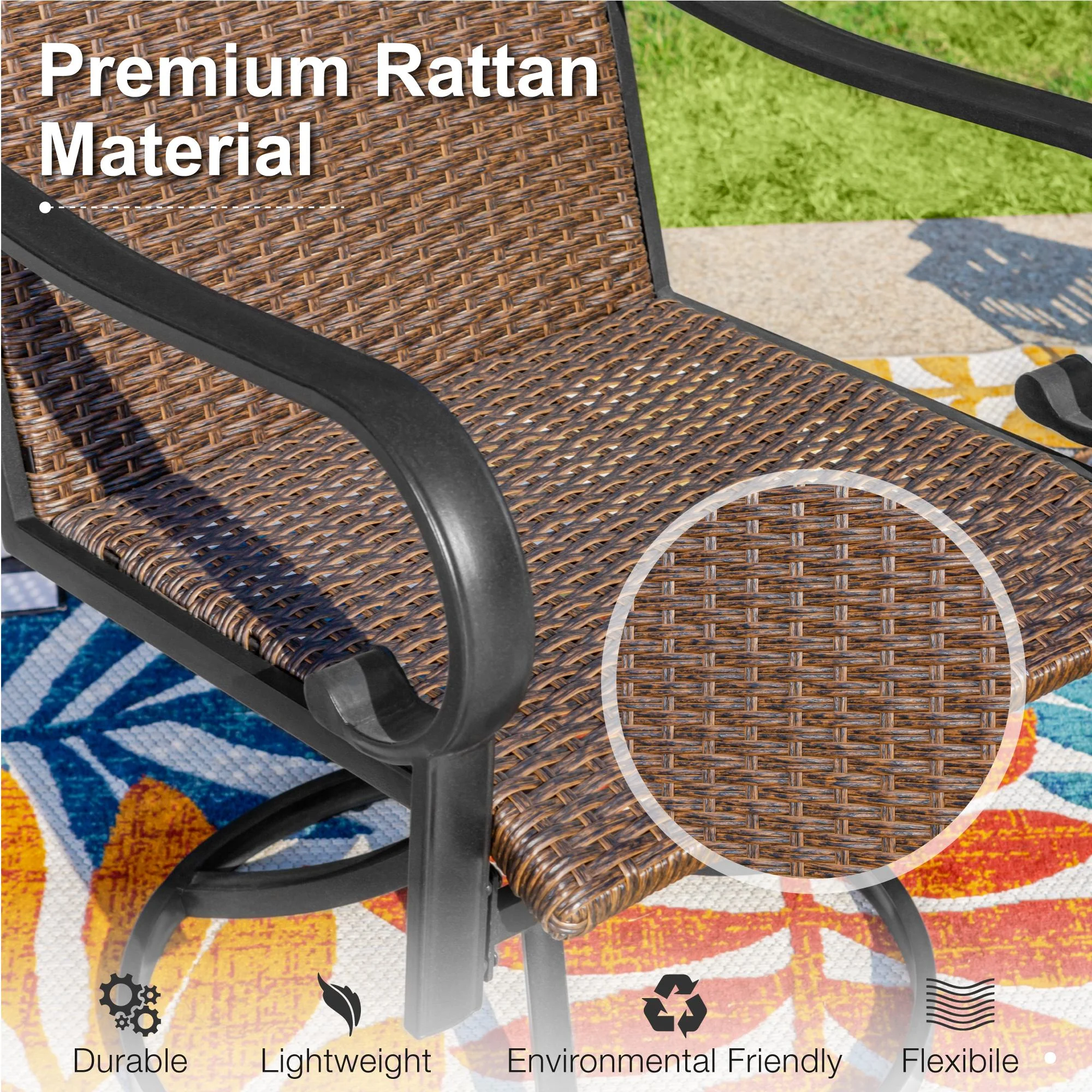 Sophia & William 7PCS Patio Dining Set Rattan Chairs and Table Set