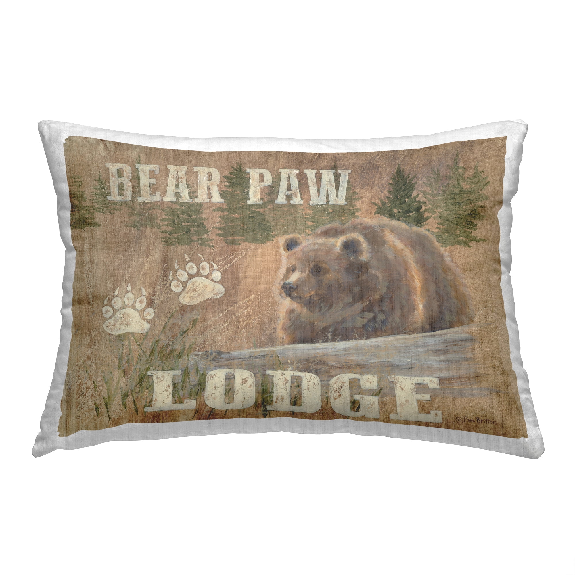Stupell Industries Bear Paw Lodge Decorative Printed Throw Pillow, 14 x 20