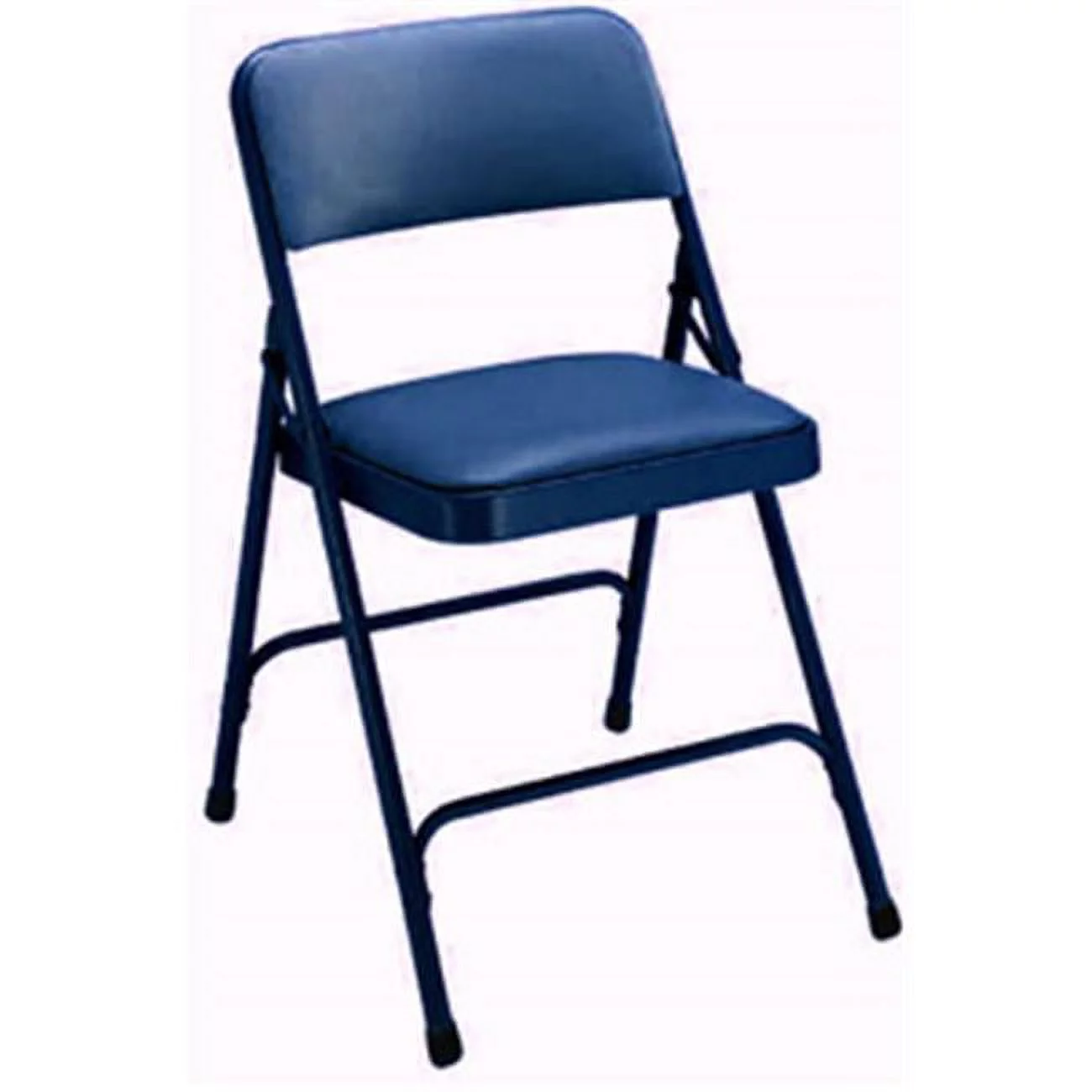 Vinyl Upholstered Premium Folding Chair Dark Midnight Blue with Blue Frame- Set of 4