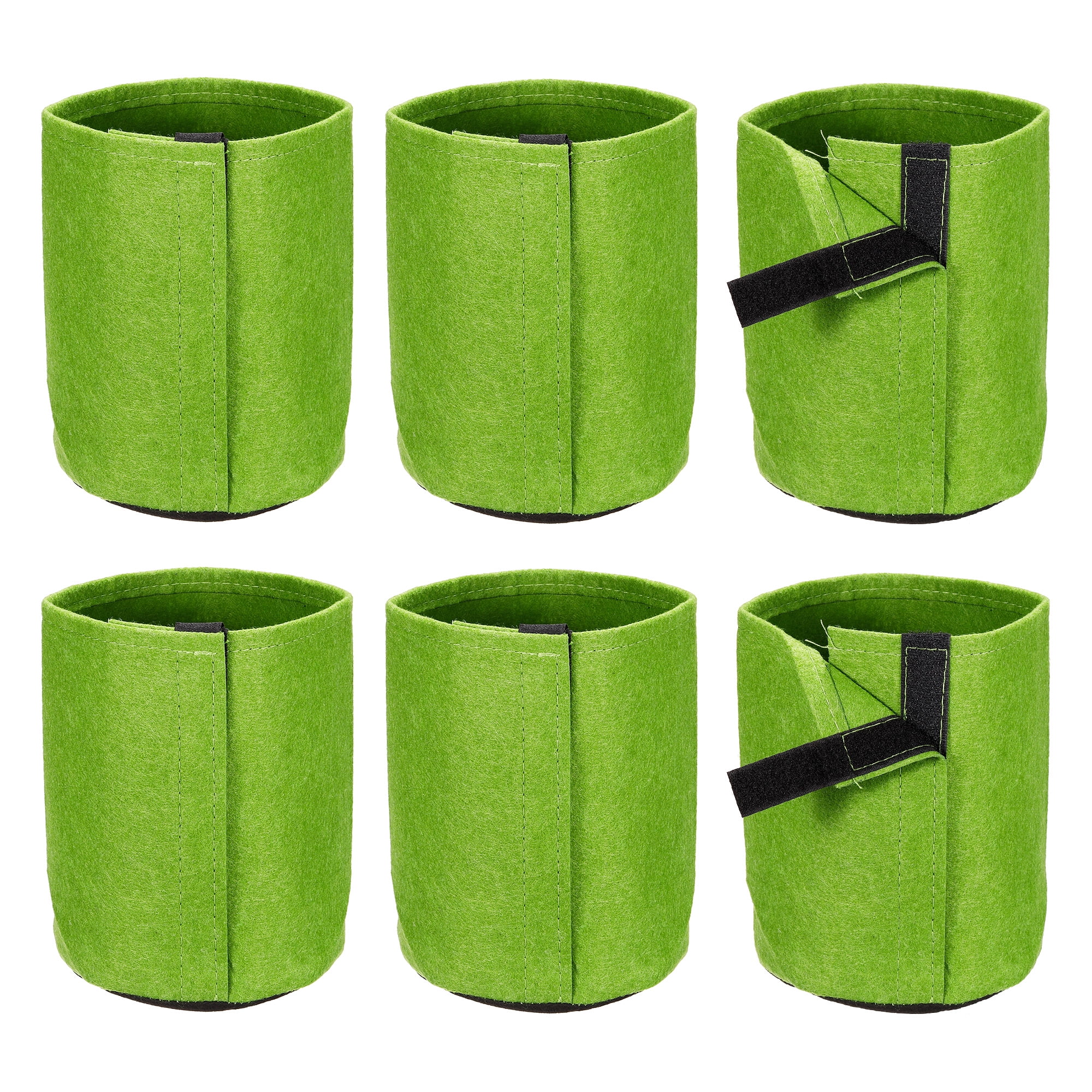 Uxcell 1 Gallon Fabric Grow Bags Pots with Self Adhesion Sides for Plant Transplanting, Green 6 Pack