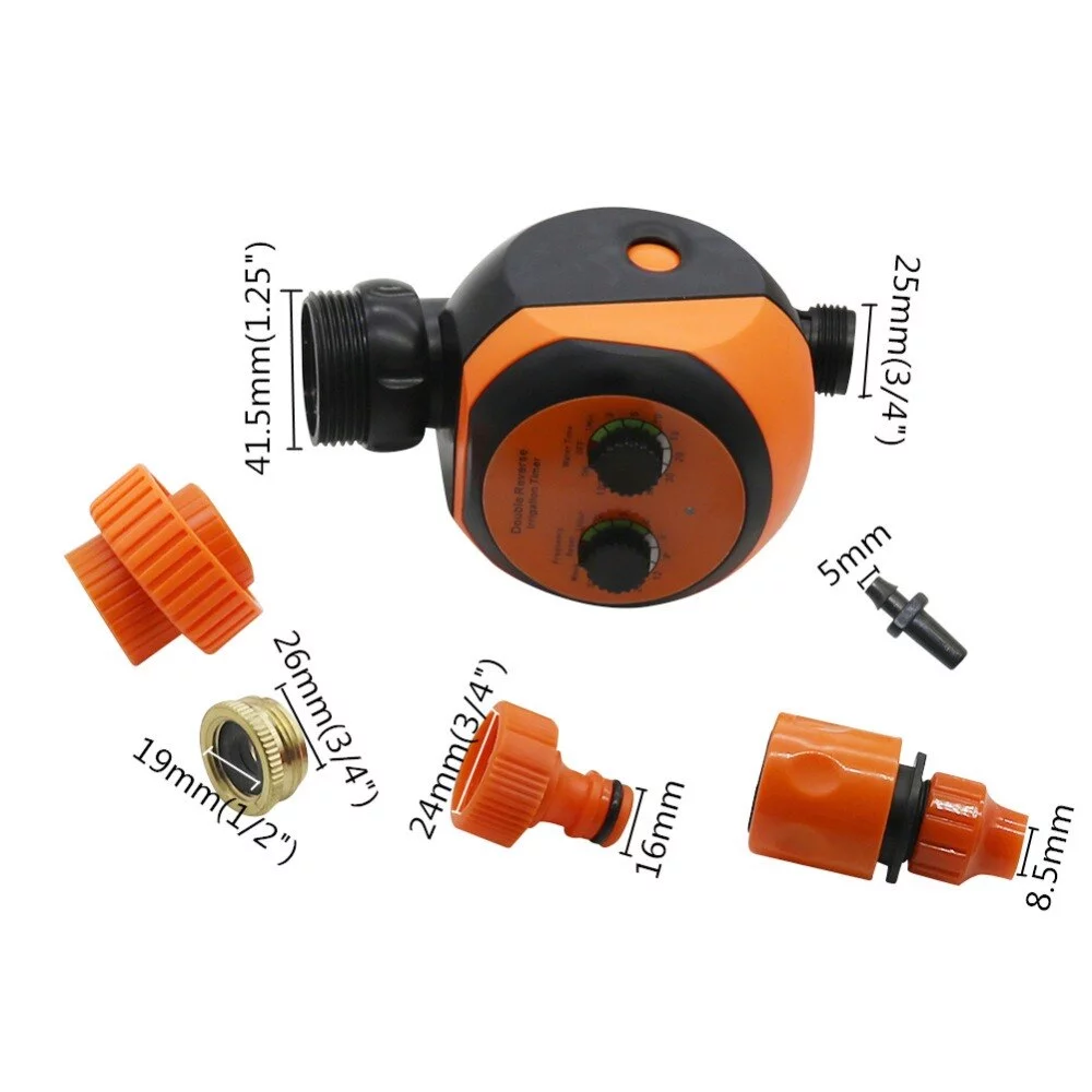 Irrigation Water Timer 2 Dials knob Garden Electronic Automatic Watering Irrigation Controller with 3/4" Female thread