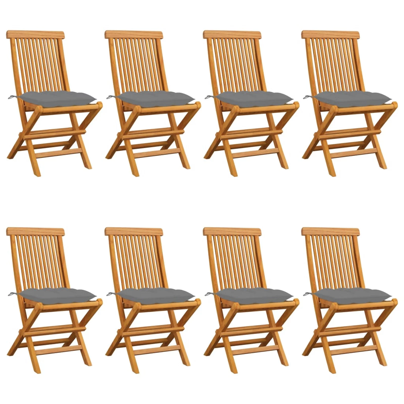 ametoys Patio Chairs with Gray Cushions 8 pcs Solid Teak Wood