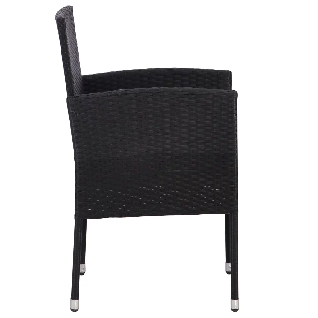 Patio Chair 2 pcs Poly Rattan Black