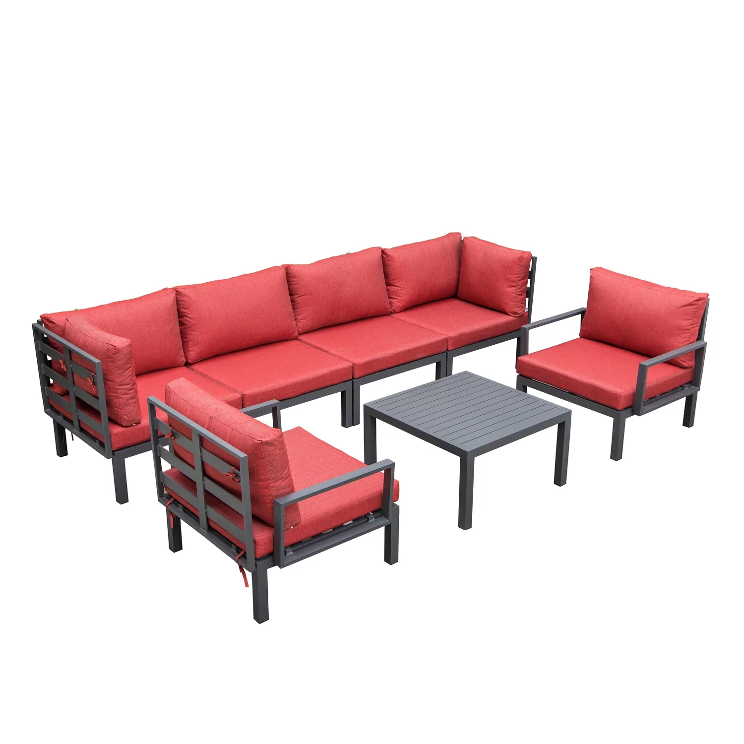 HomeStock Boldly Bohemian 7-Piece Aluminum Patio Conversation Set With Coffee Table And Cushions