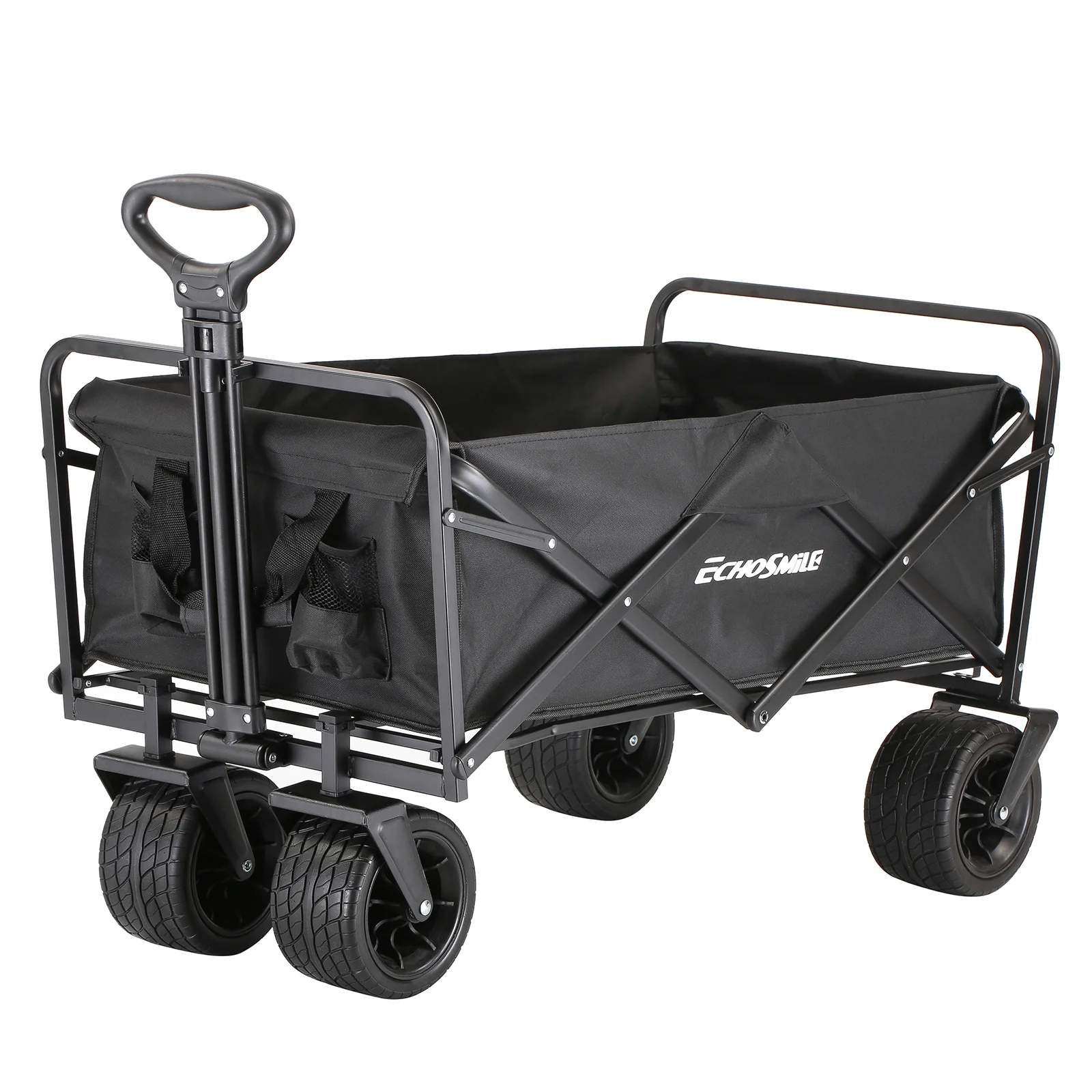 EchoSmile 6.84 cu. ft. Fabric Portable Garden Cart with Adjustable Rolling Wheels in Black