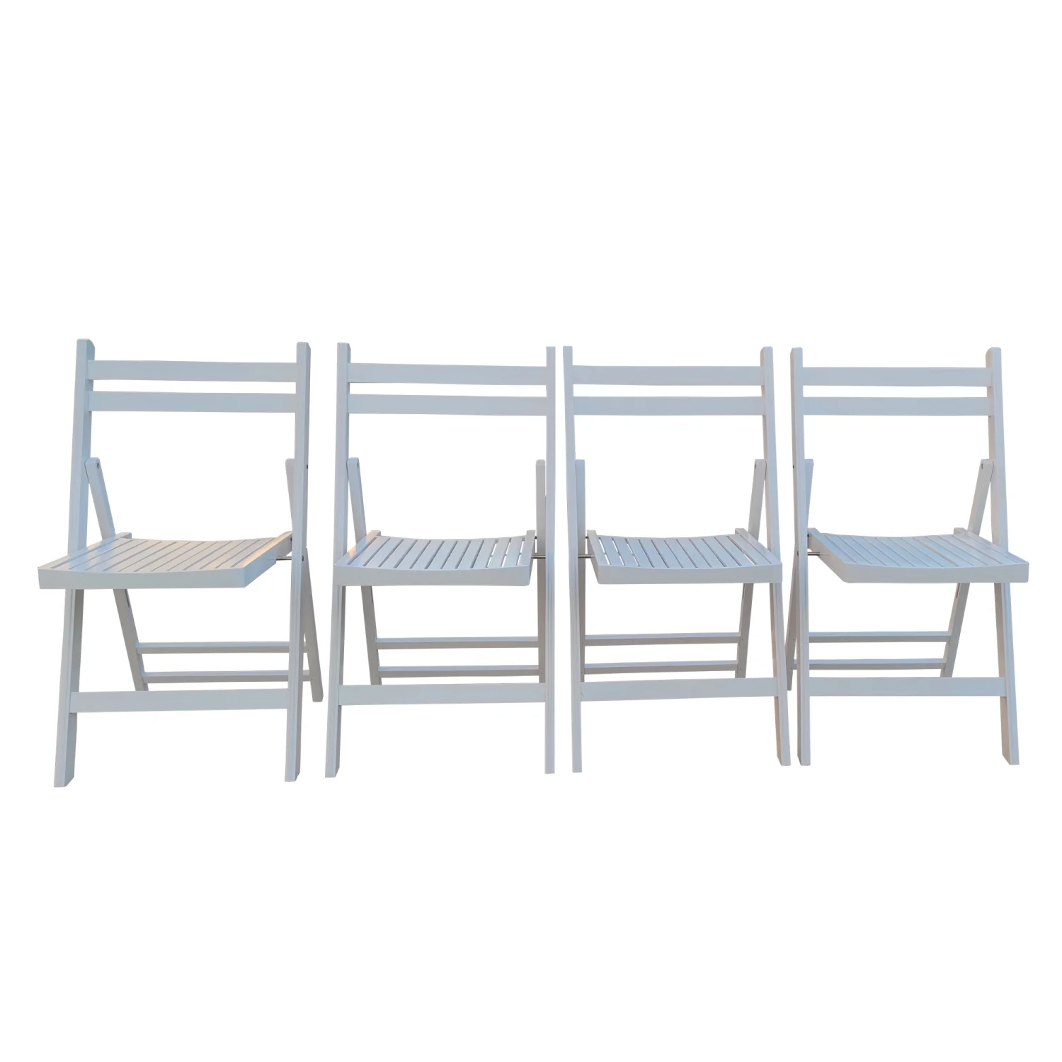 Elegant Set of 4 Chic White Slatted Wood Folding Chairs for Special Events - Stylish Foldable Rustic Furniture Ideal for Special Occasions  Outdoor Weddings  and Events