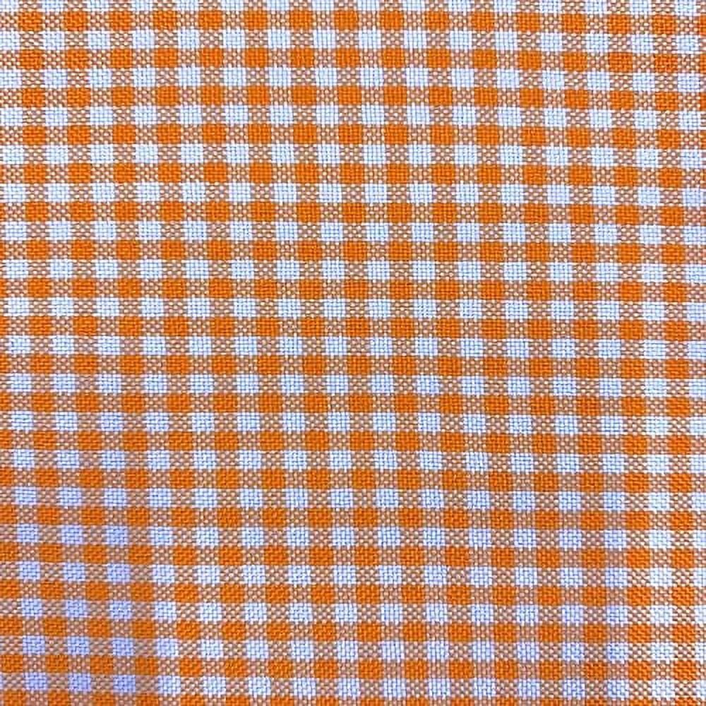 Keira Orange Mini Checkered Polyester Poplin Fabric By The Yard - 10048