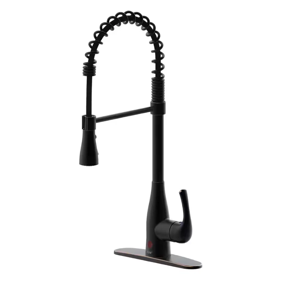Flow Motion Activated Spring Neck Sprayer Kitchen Faucet in Oil Rubbed Bronze