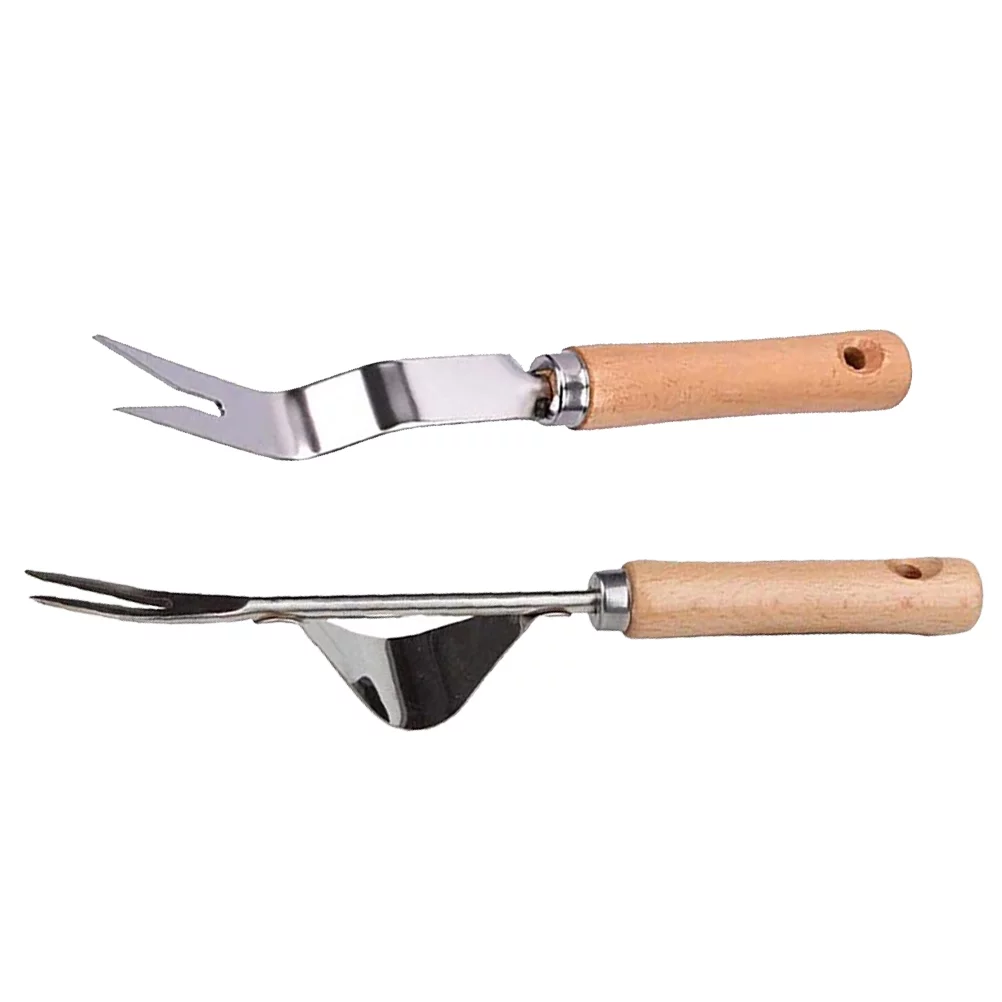 2Pcs Household Weeding Tools Wood Handle Weeding Devices Manual Weeders