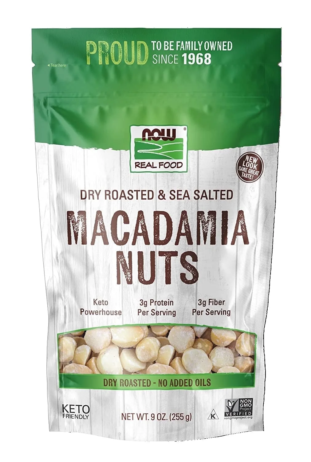 Now Foods, Real Food, Macadamia Nuts, Dry Roasted, Salted, 9 oz Pack of 3