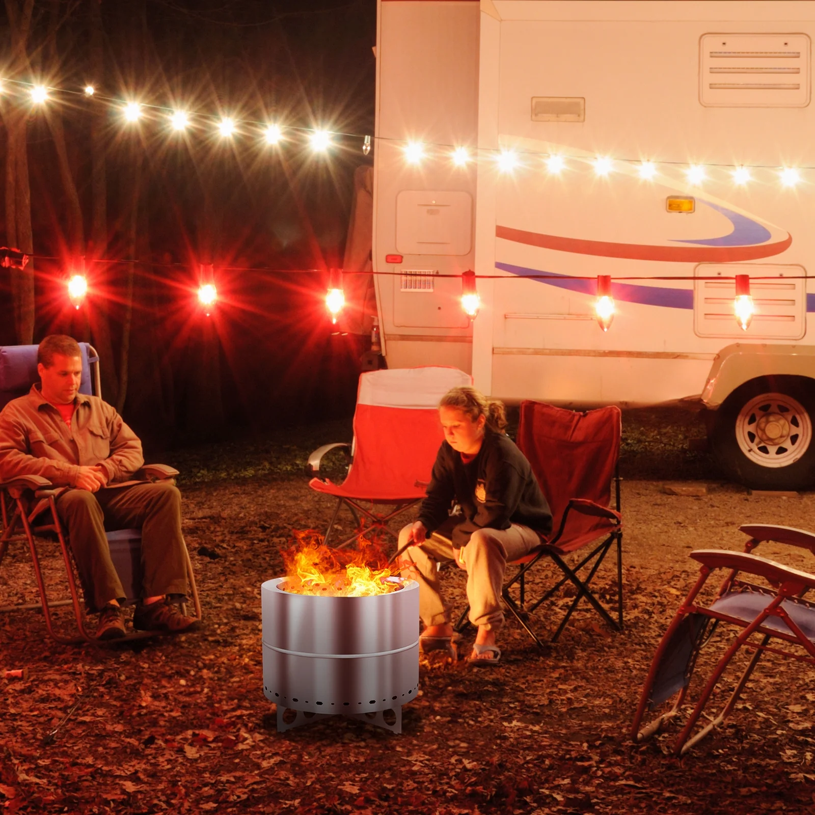 Smokeless Fire Pit: Large Size, Clean Burn Technology, Easy to Assemble - Perfect for Outdoor Entertaining.