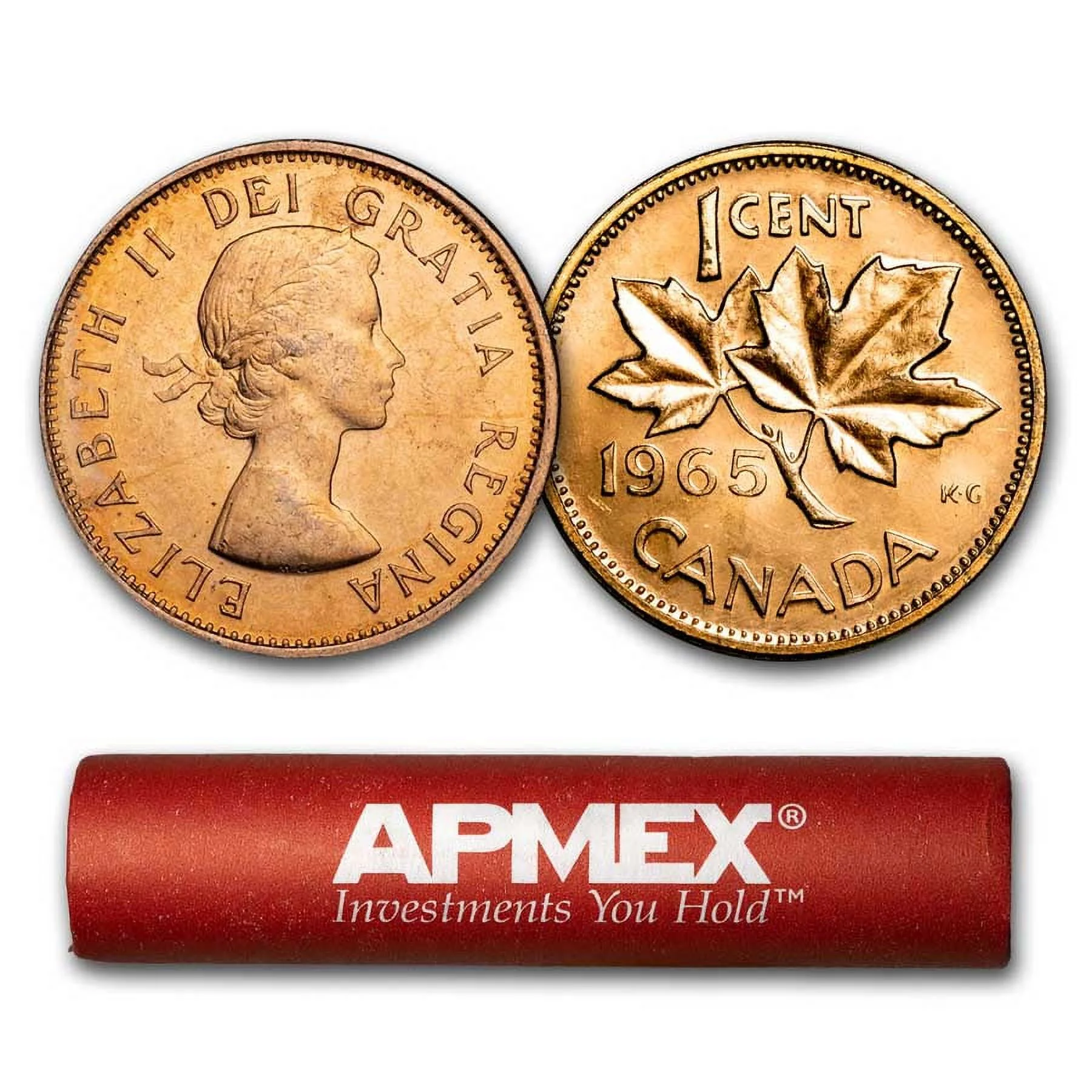 1965 Canada 50-Coin Roll Copper Cents BU (Red)