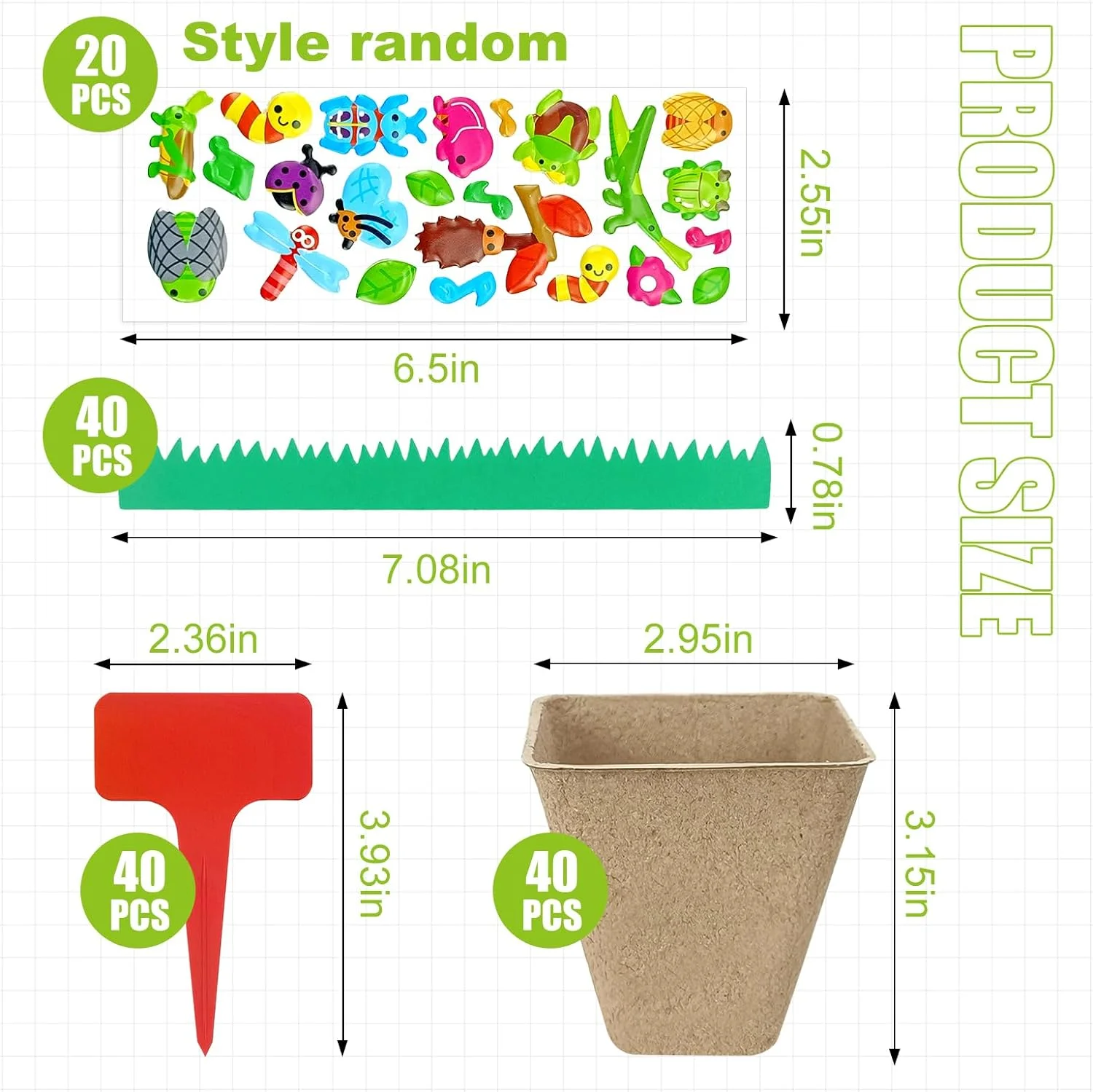 50 Set Garden Paper Pot Craft Kit, Biodegradable Seed Starter Pots with Adhesive Foam Stickers and Pots Labels, Seed Starter Pots for Kids Spring Summer Early Graduation DIY Crafts