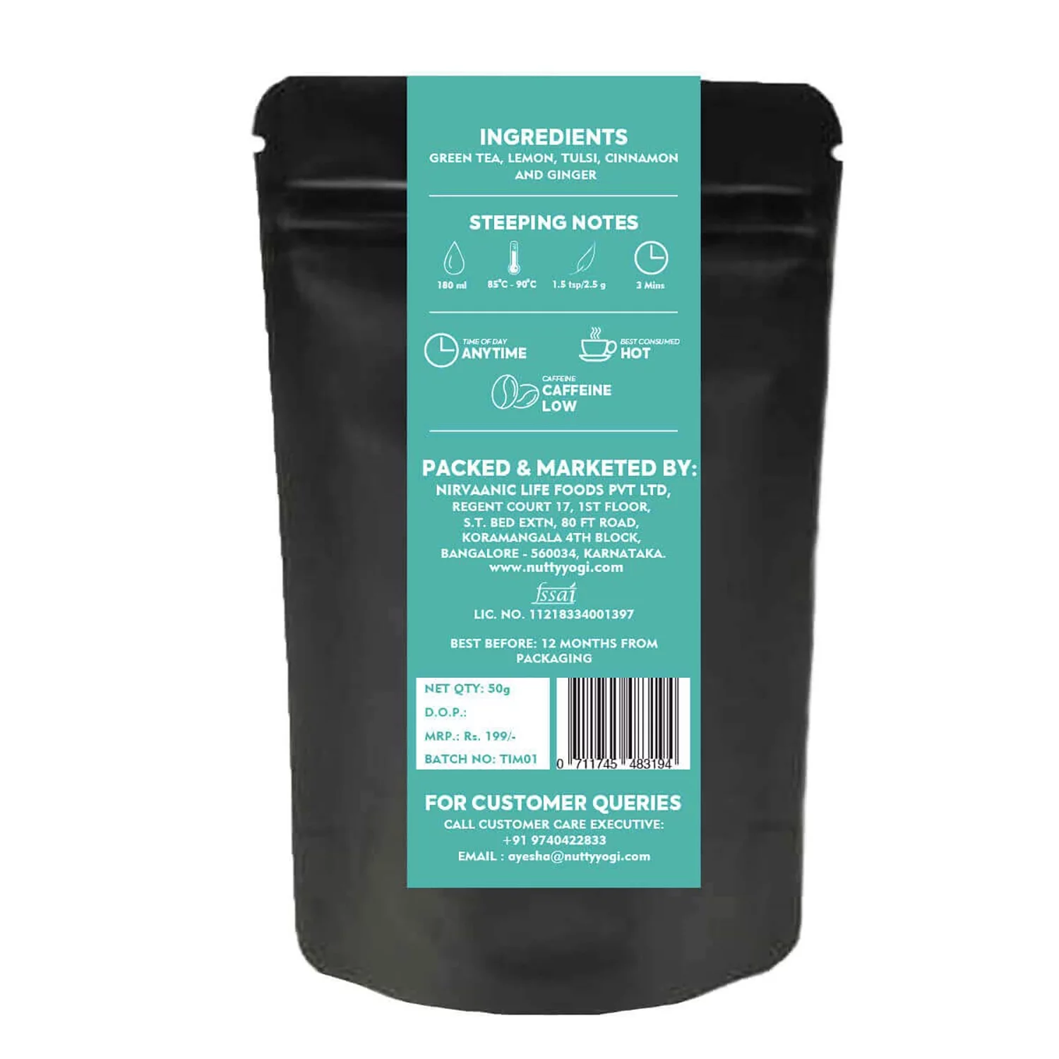 Nutty Yogi Herbal Green Tea Immunity Green Tea Lemon, Tulsi, Cinnamon & Ginger