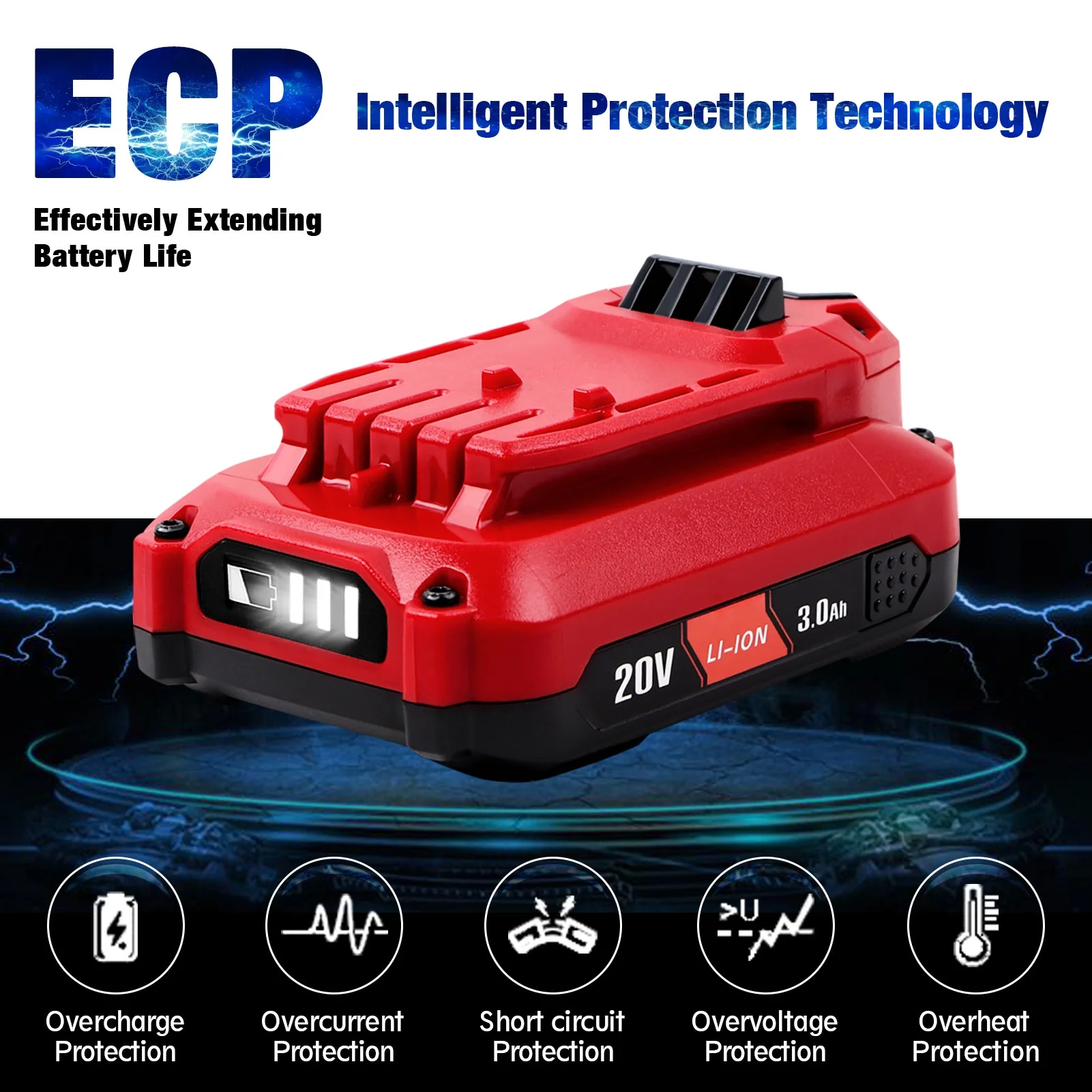 DSANKE 3000mAh 20V Battery for Craftsman V20 Lithium Ion Battery CMCB206 CMCB204 CMCB204-2 CMCB202 CMCB202-2 CMCB201 CMCB209 Craftsman V20 Battery Craftsman 20V Battery