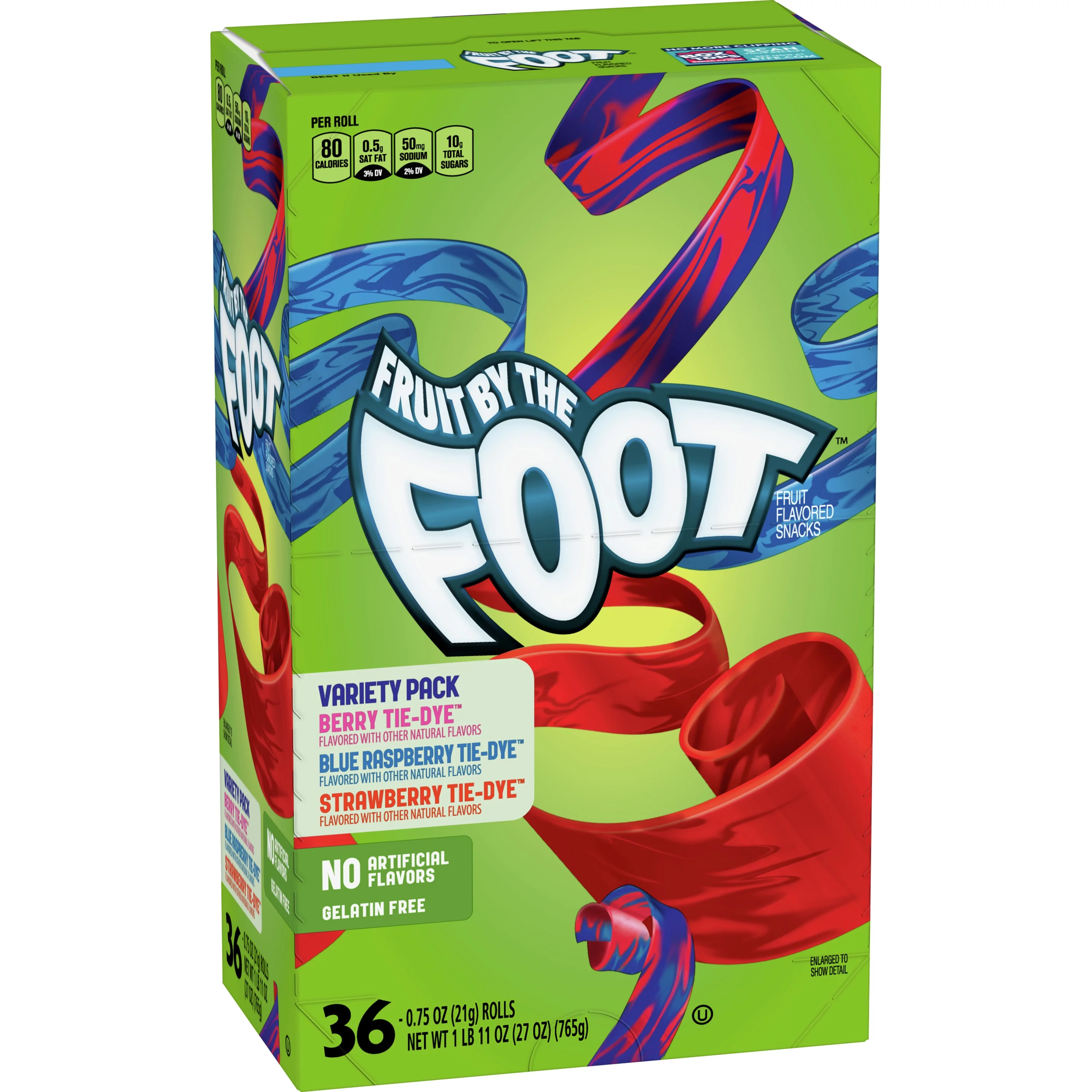 Betty Crocker Fruit By The Foot Strawberry/Berry Tie-Dye/Color By The Foot, 36 ct, 27 oz