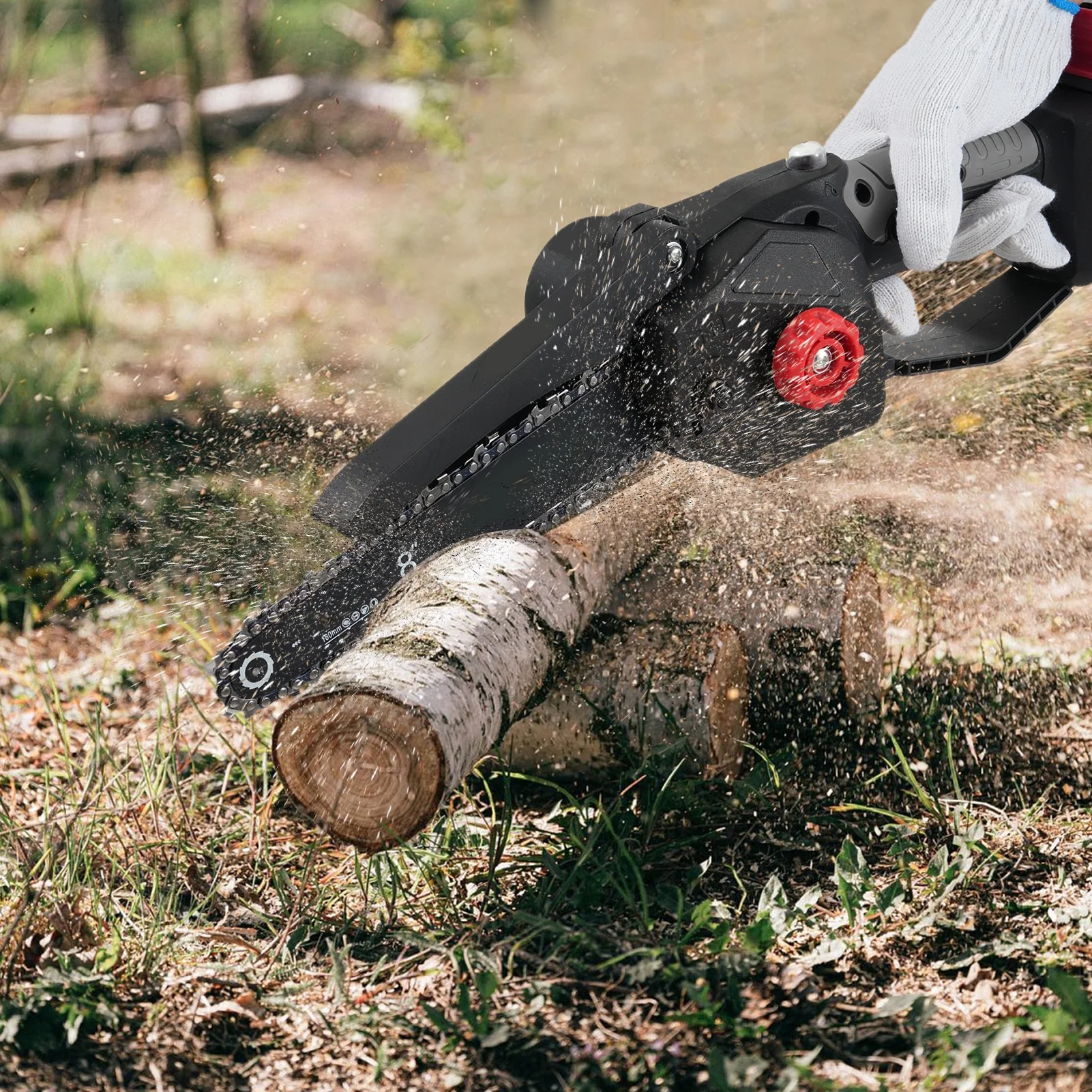 OWSOO Electric chain saw,Chainsaw Battery Powered Battery Powered 398TV Chainsaw 8-INCH Power Battery Splash Wood Battery Wood Power Chainsaw Battery chain saw Chainsaw dless Chainsaw 8-IN