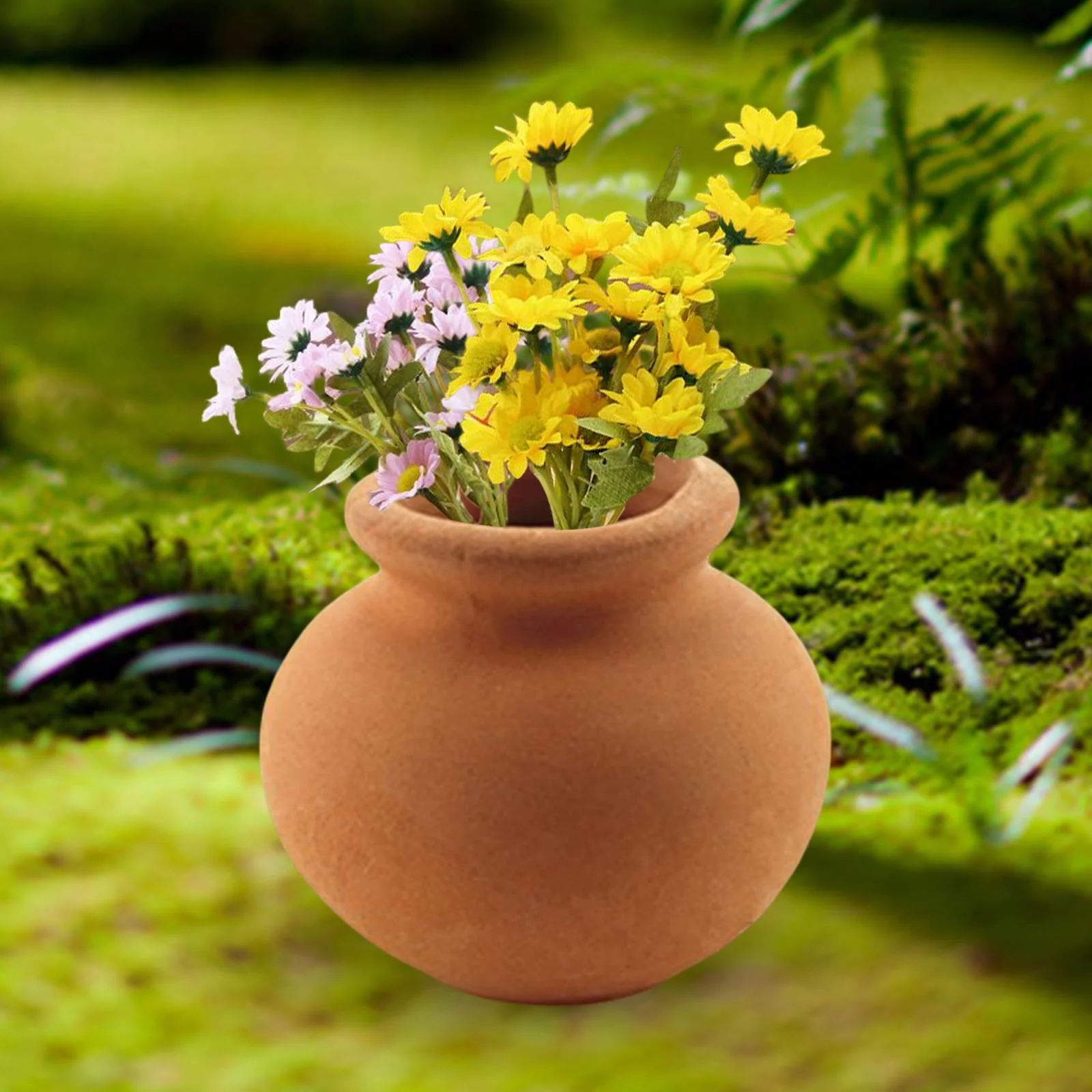 PETSOLA 2xMiniature House Miniature Tiny Clay Pots Without Plants for Bonsai Tree