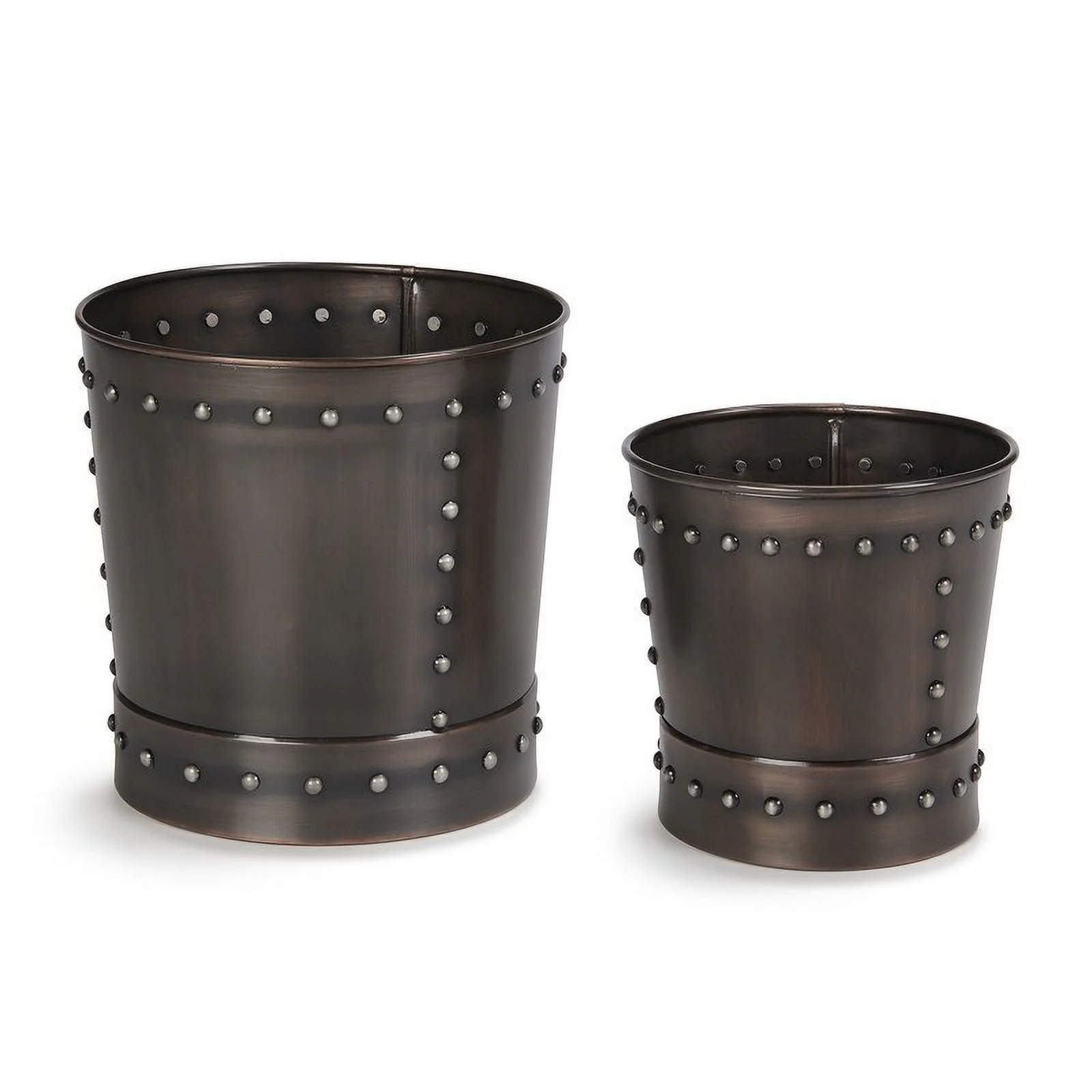 Good Directions Unique Medium Riveted Bronze Planter Set of 2 for Outdoor or Indoor Use, Garden, Deck, and Patio Bronze
