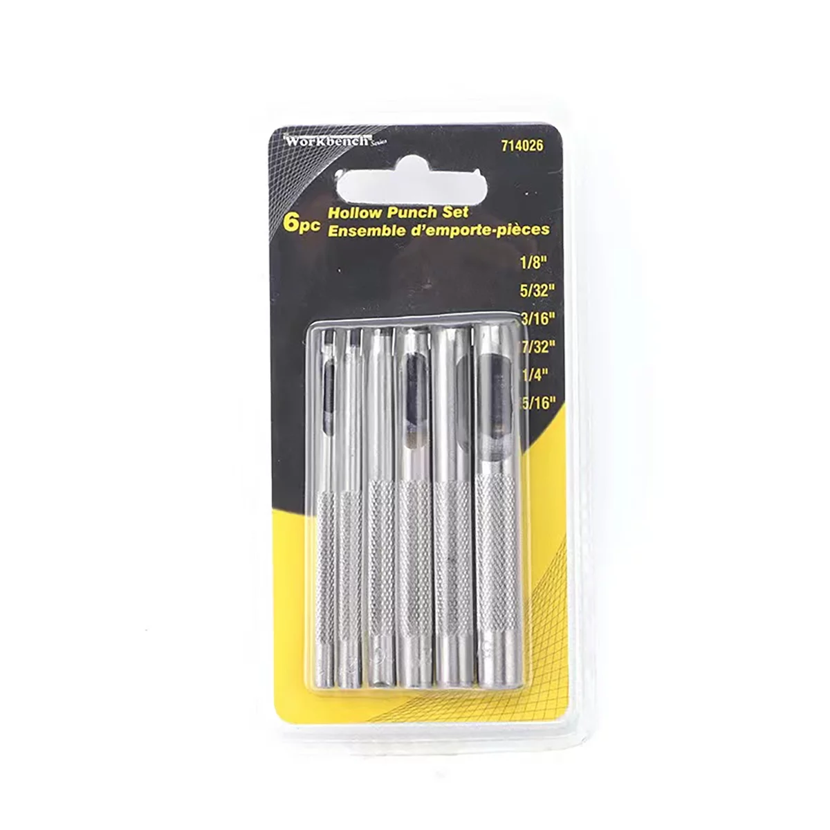 WINB Leather Hole Punch, Leather Punch 6-pcs Round Steel Leather Craft Hollow Hole Punch 1/8“-5/16” for Leather Belt Watch Band Gasket