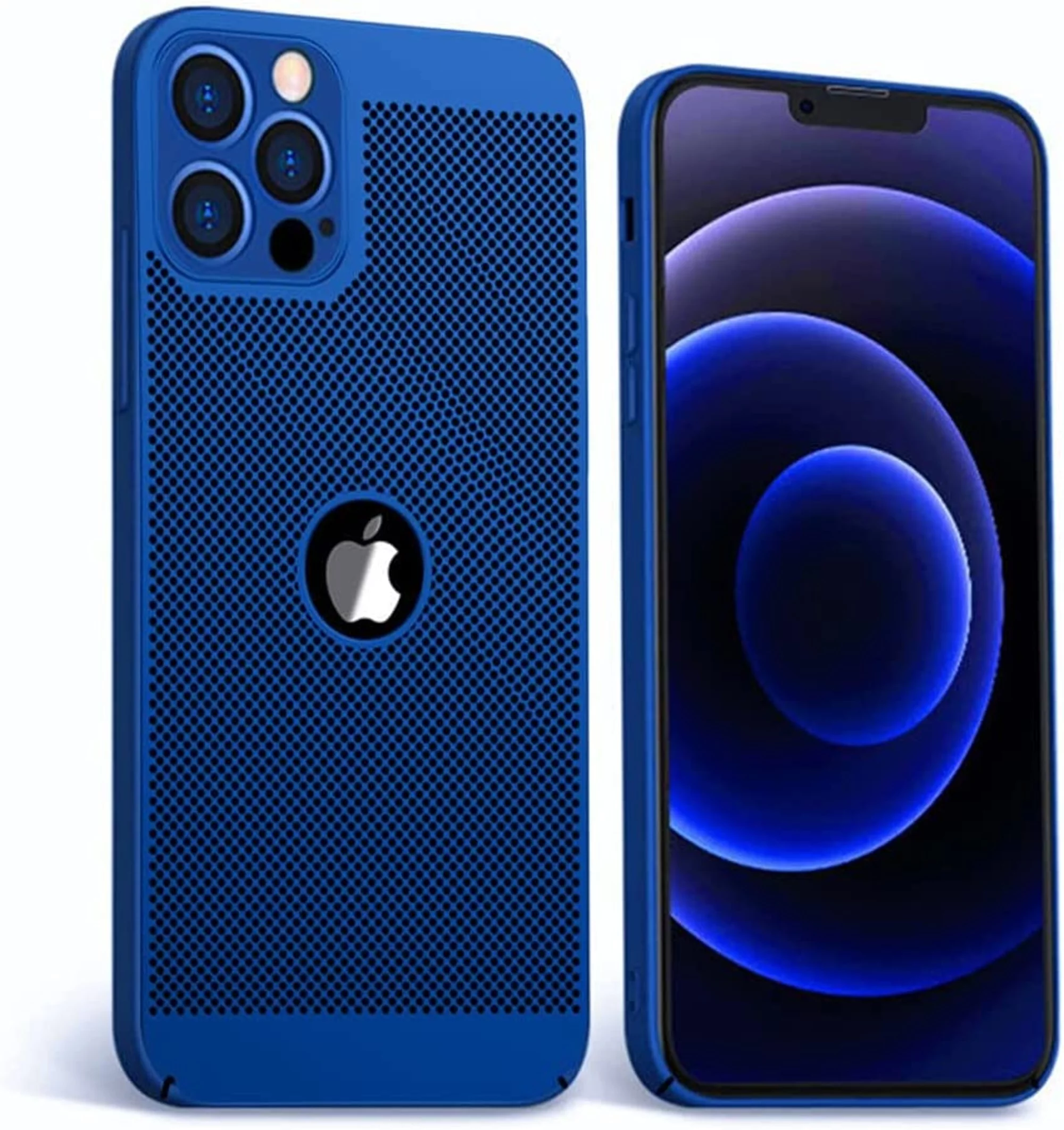 Heat Dissipation iPhone 13 Pro Case (Blue) Breathable Cooling Hollow Cellular Hole Full Camera Lens Protection Ultra Slim Cover