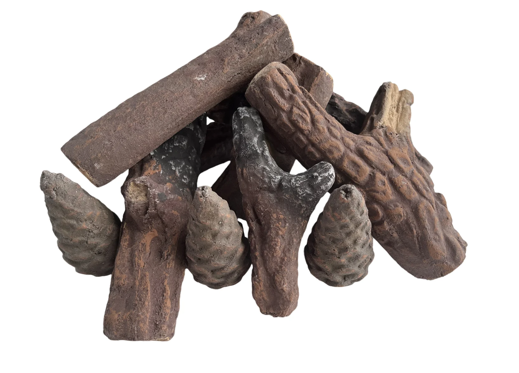 Gas Logs 10pcs Small Gas Fireplace Logs Set of Ceramic Wood Logs. Fireplace Log Set for Ventless, Electric Outdoor Fireplaces Fire Pits Realistic Use