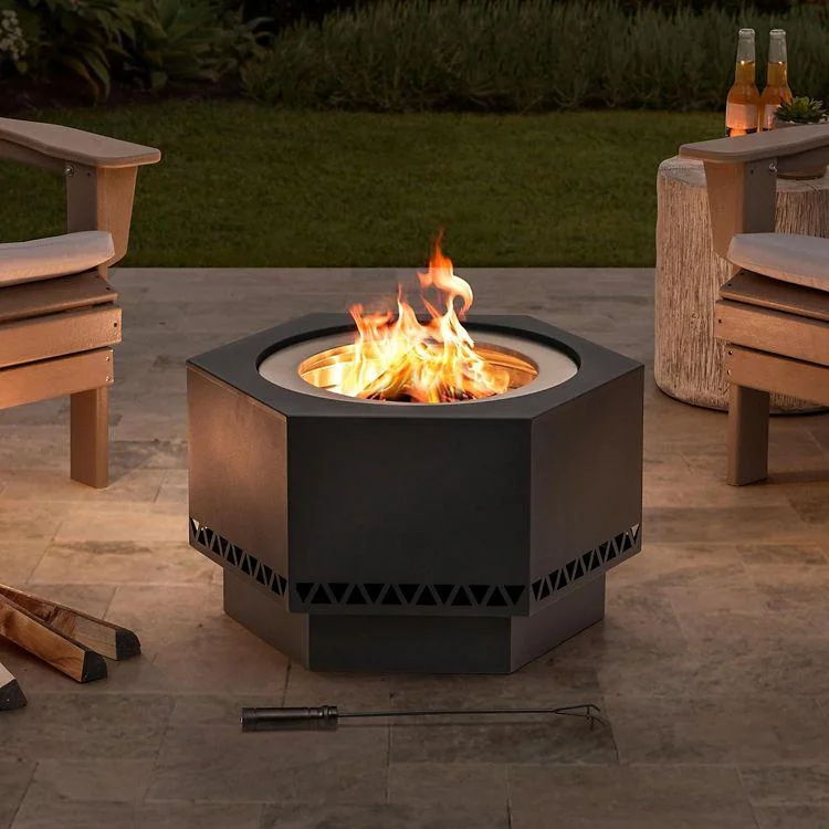 Sunjoy 26 in. Smokeless Fire Pit w/PVC Cover and Fire Poker