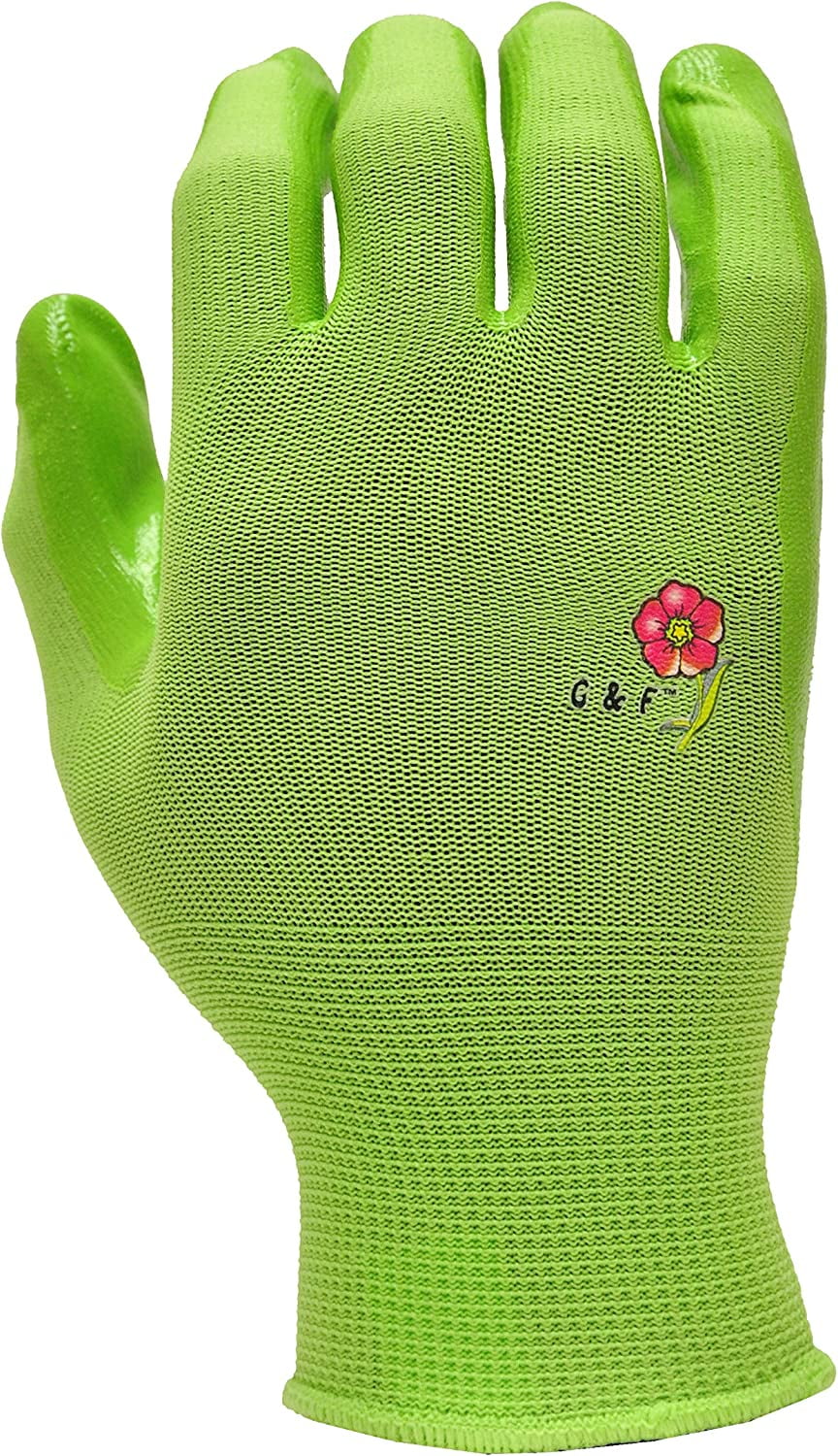 G & F Products Women's Gardening Gloves: Micro Foam Coating, Large 6 Pairs, 3 Assorted Multicolours