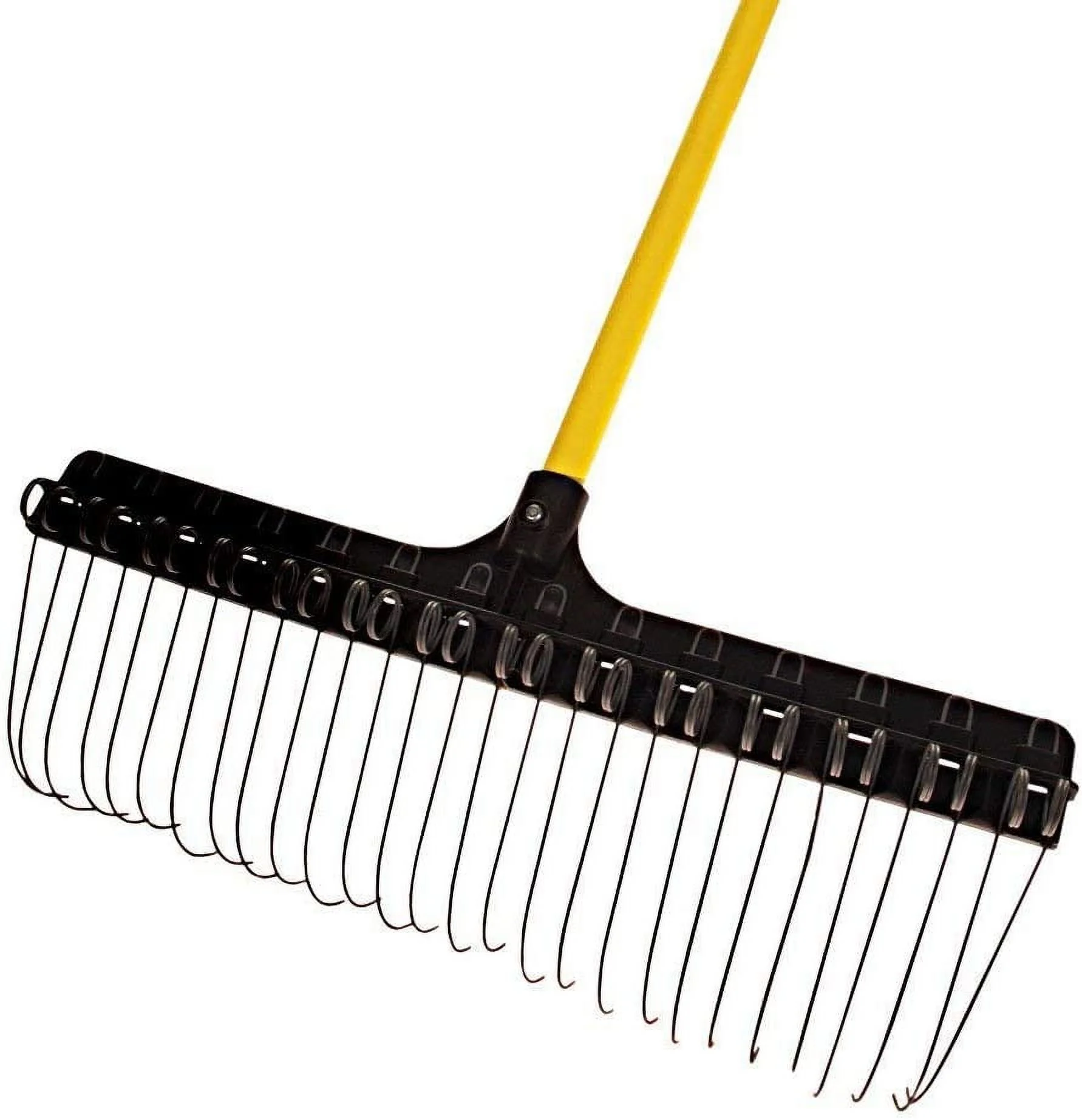 Rake 55-inch Lightweight Fiberglass Handle, 21-inch Head, Durable Steel Tines for Gardening, De-Thatching or Professional Landscaping