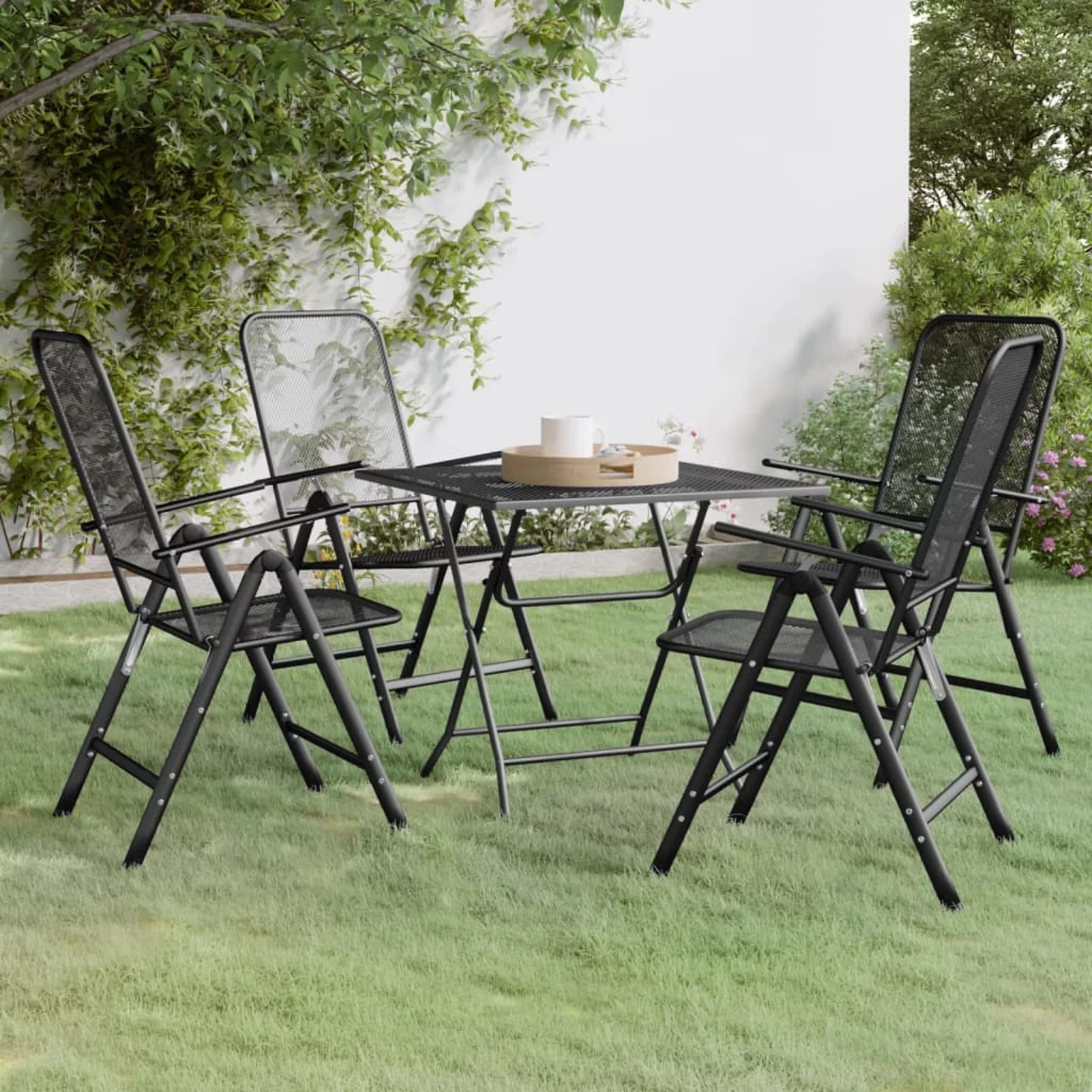 Aibecy 5 Piece Patio Dining Set Expanded Metal Mesh Anthracite