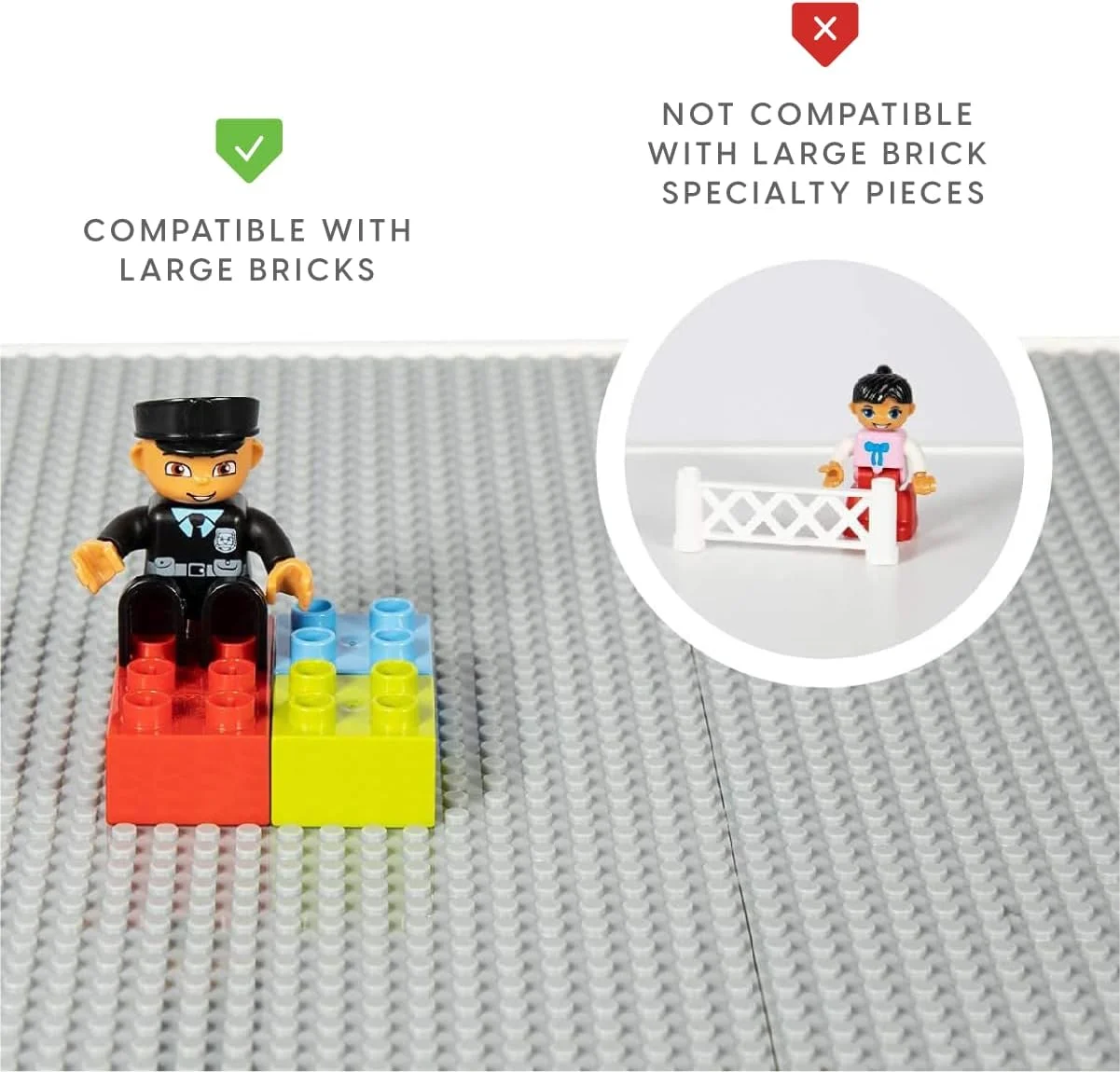 Kids 3-in-1 Play Table and Chair Set Wood with Storage Baskets, Compatible with Lego and Duplo Bricks, Activity Table Playset Furniture with Modern Gray Colors