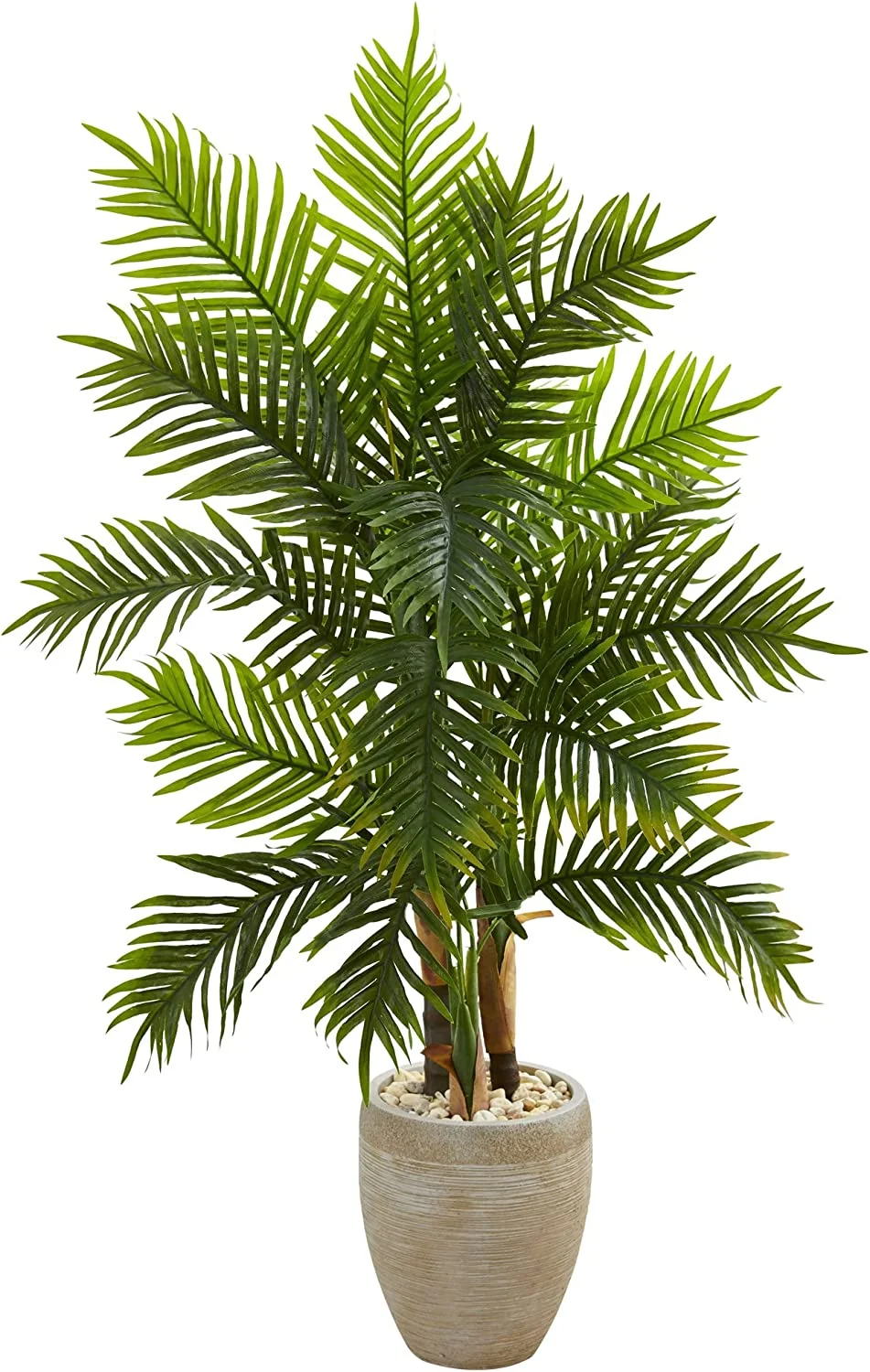 YANRUI 5ft. Areca Palm Tree in Sand Colored Planter (Real Touch) Artificial Plant, 21