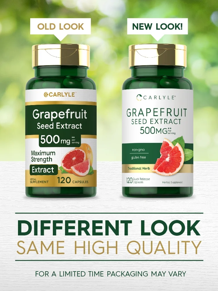 Grapefruit Seed Extract 500 mg | 120 Capsules | Maximum Strength | by Carlyle