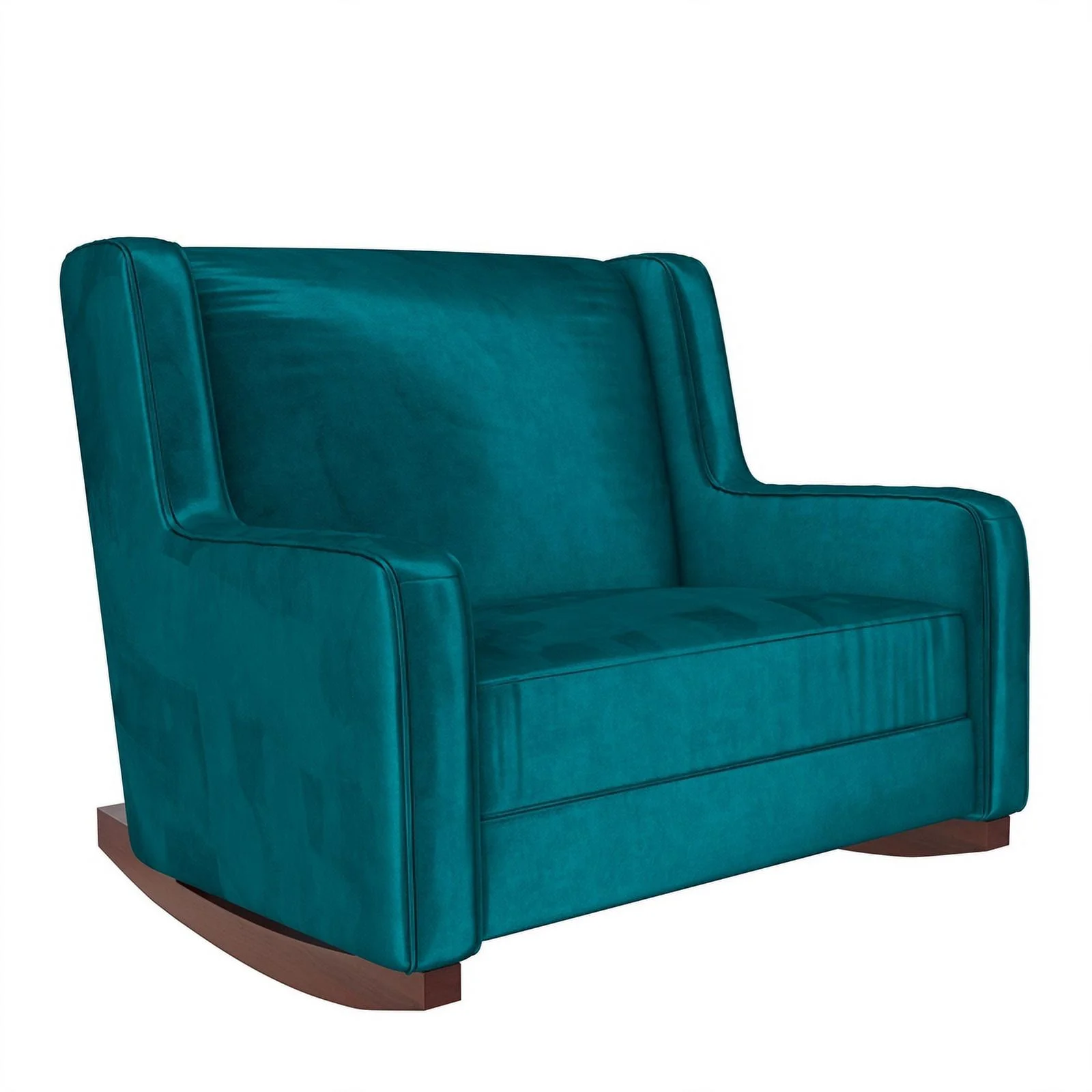 Pemberly Row Upholstered Double Rocker Chair in Green Velvet