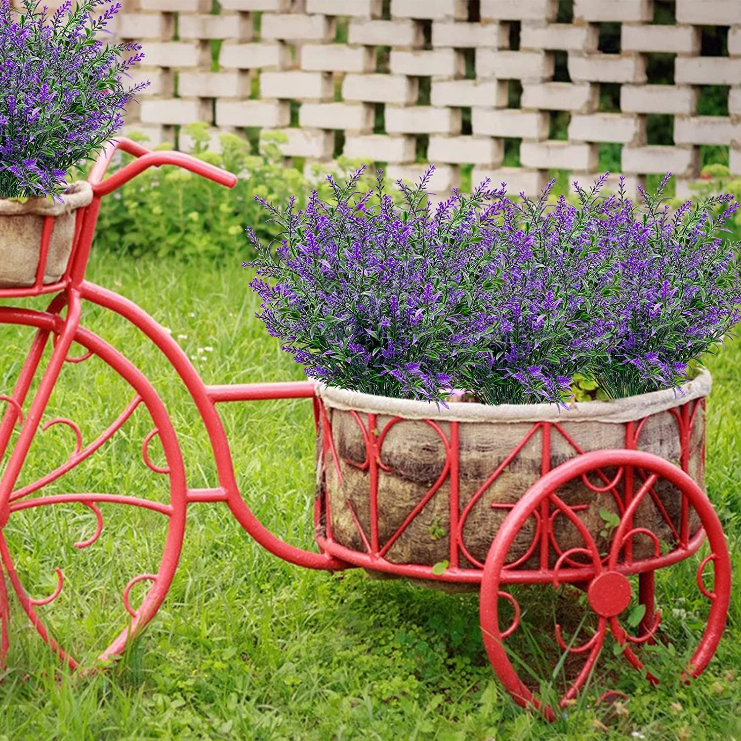 8PCS Artificial Lavender Flowers Fake Flowers Filler Greenery Shrubs Grass Bushes Plastic Flowers for Home Decor Indoor Outside House Garden Office Wedding Decor(Purple)