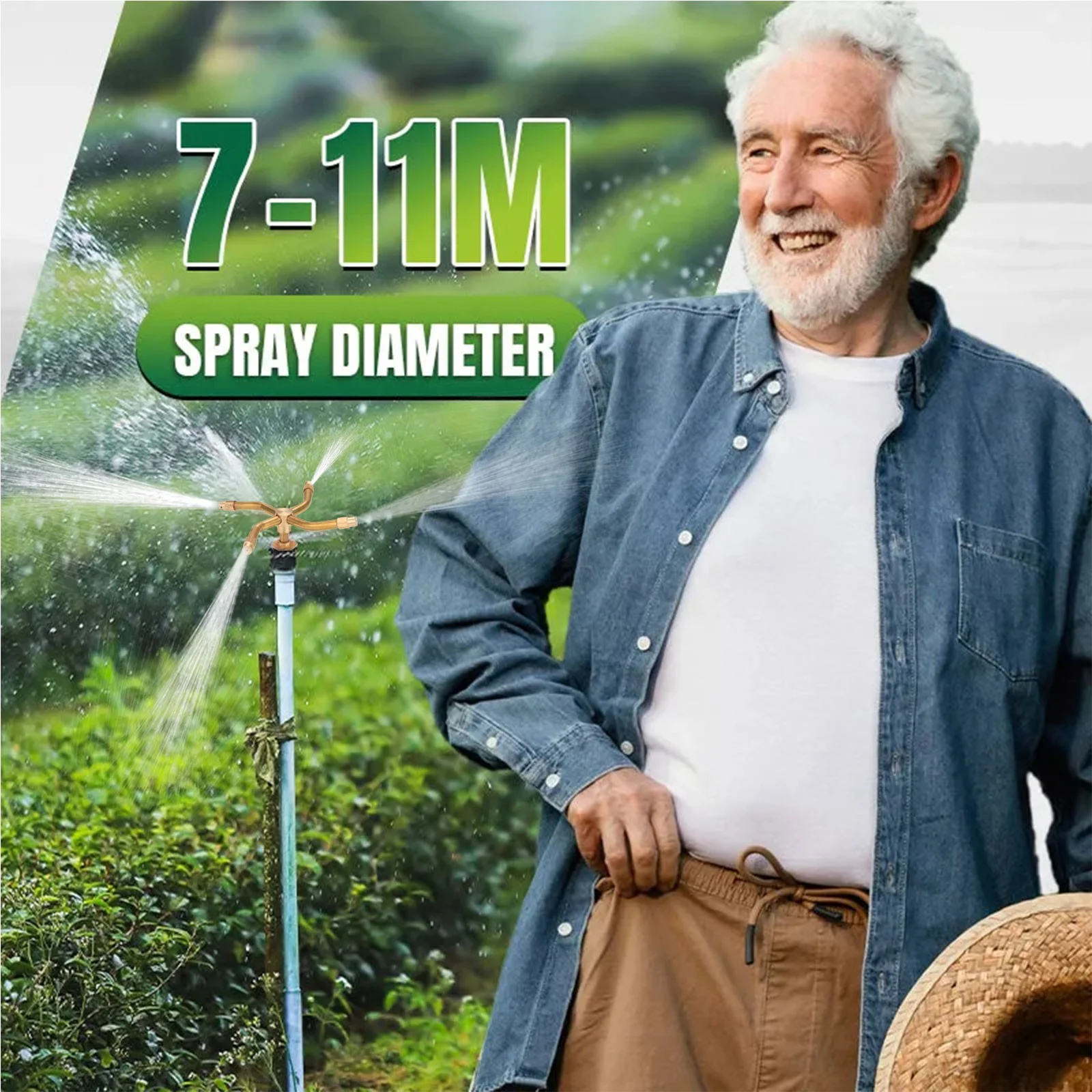 GuLuBin Kitchen Sink Faucet Replacement Parts Universal Automatic Rotating Sprinkler Copper 2 Pronged 4 Prong Nozzle 4 Points Automatic Rotating Watering Device Garden Irrigation Water