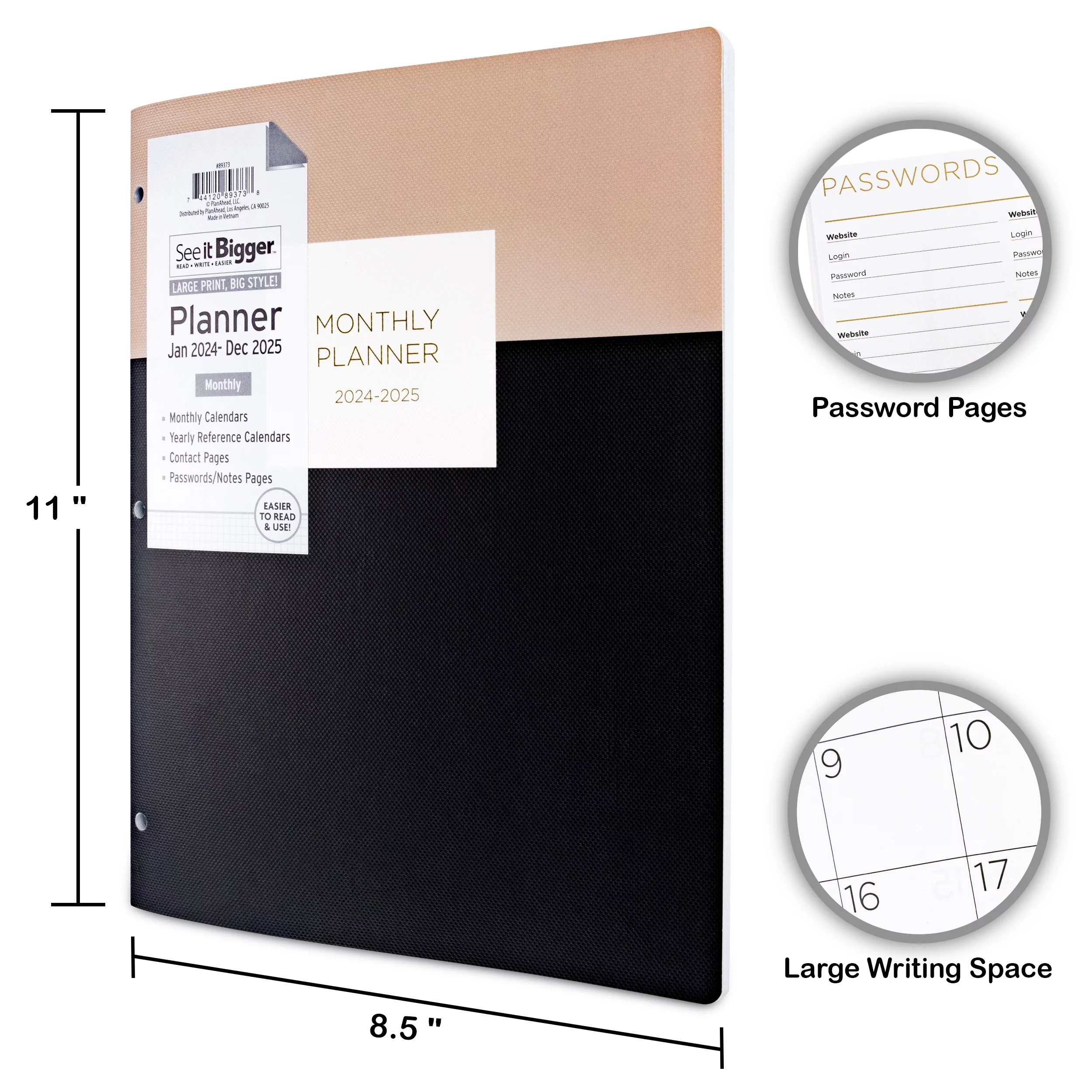 See It Bigger Monthly Planner, January 2024 - December 2025, (8.5