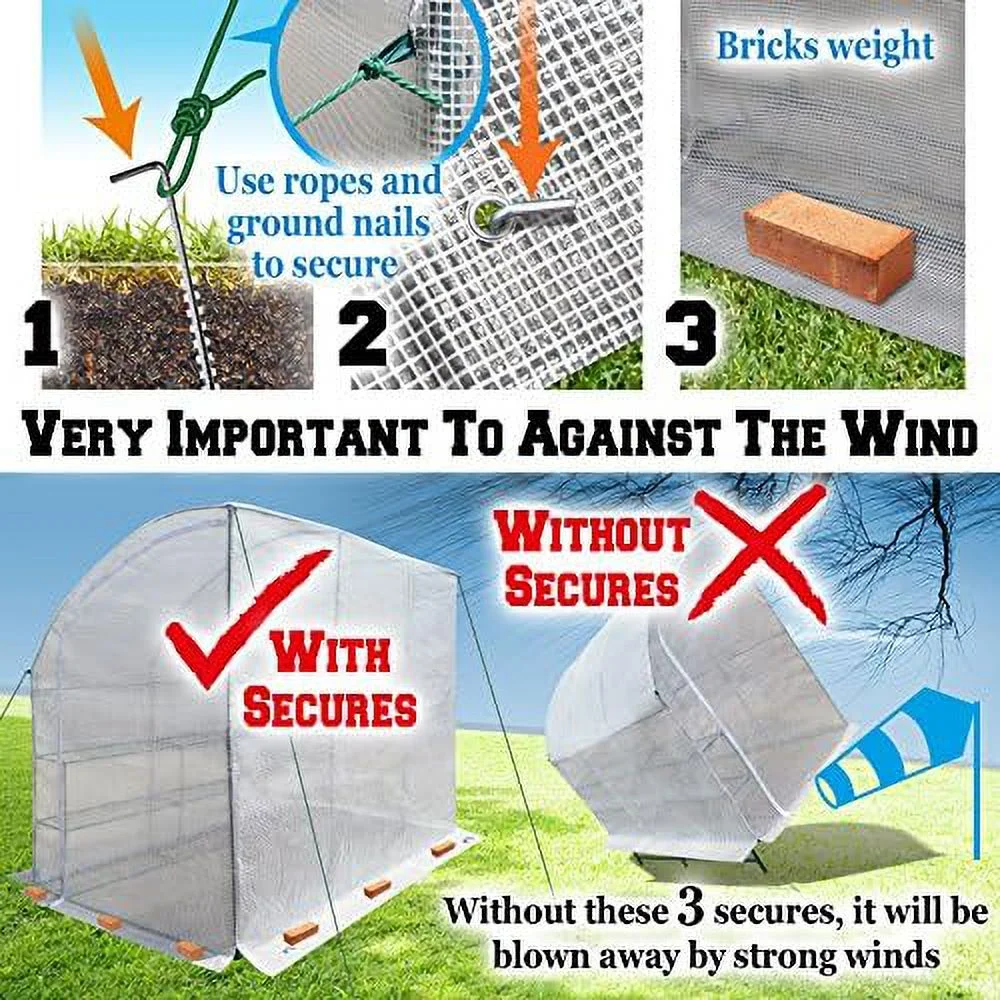 new large walk-in wall greenhouse 10x5x7'h w 3 tiers/6 shelves gardening (white)