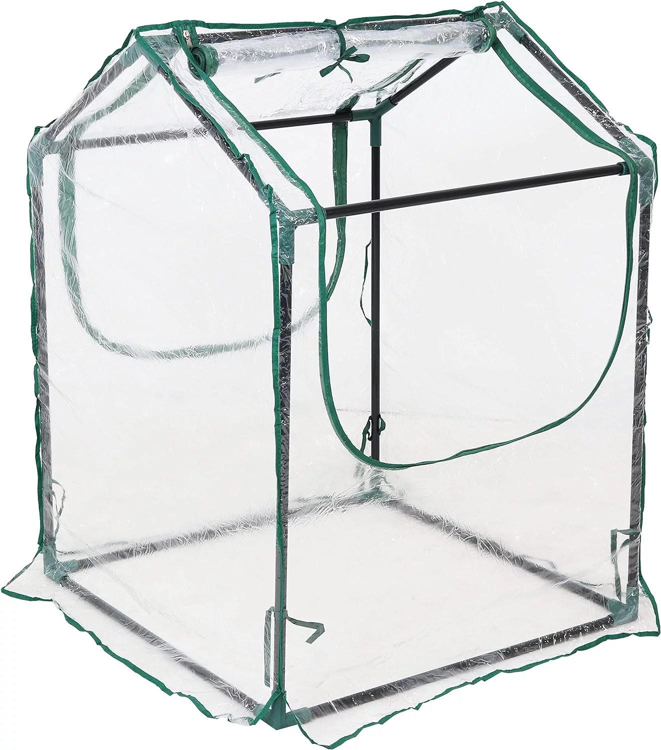 Outdoor Portable Mini Greenhouse Tent With 2 Zippered Side Doors And Steel Tube Frame - Clear - 2' X 2'